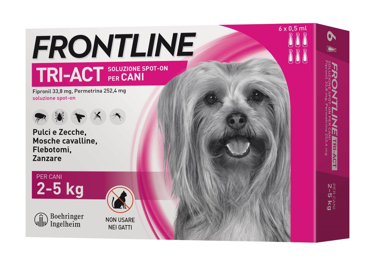 Frontline Tri-act Spot On Soluzione Cani 2-5kg 6 Pipette 0,5ml 33,38mg+252,4mg