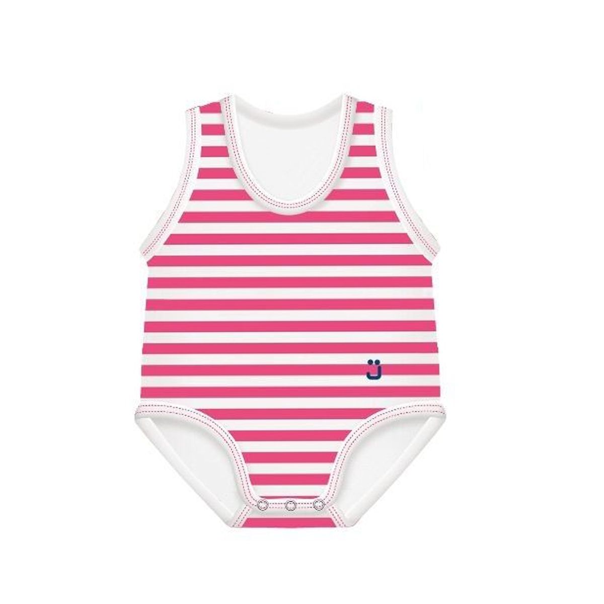 J-bimbi Body 0-36 Mesi Estate Cotone Bio Righe Fuxia E Bianche 1 Pezzo