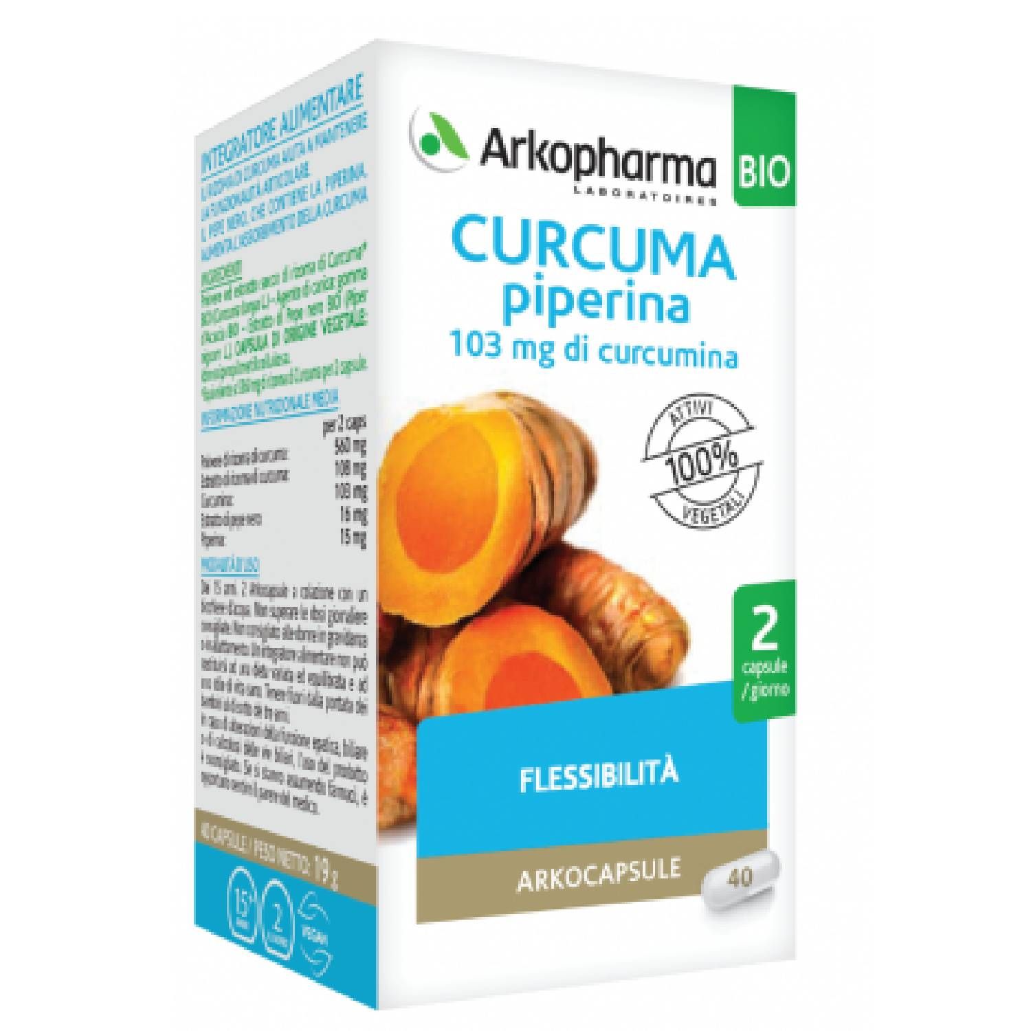 Arkocapsule Curcuma + Piperina Integratore Articolazioni 130 Capsule