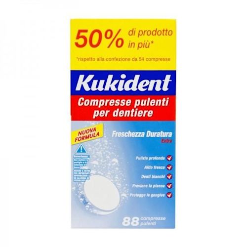 Kukident Cleanser Freschezza Duratura 88 Compresse Pulizia Protesi Dentali