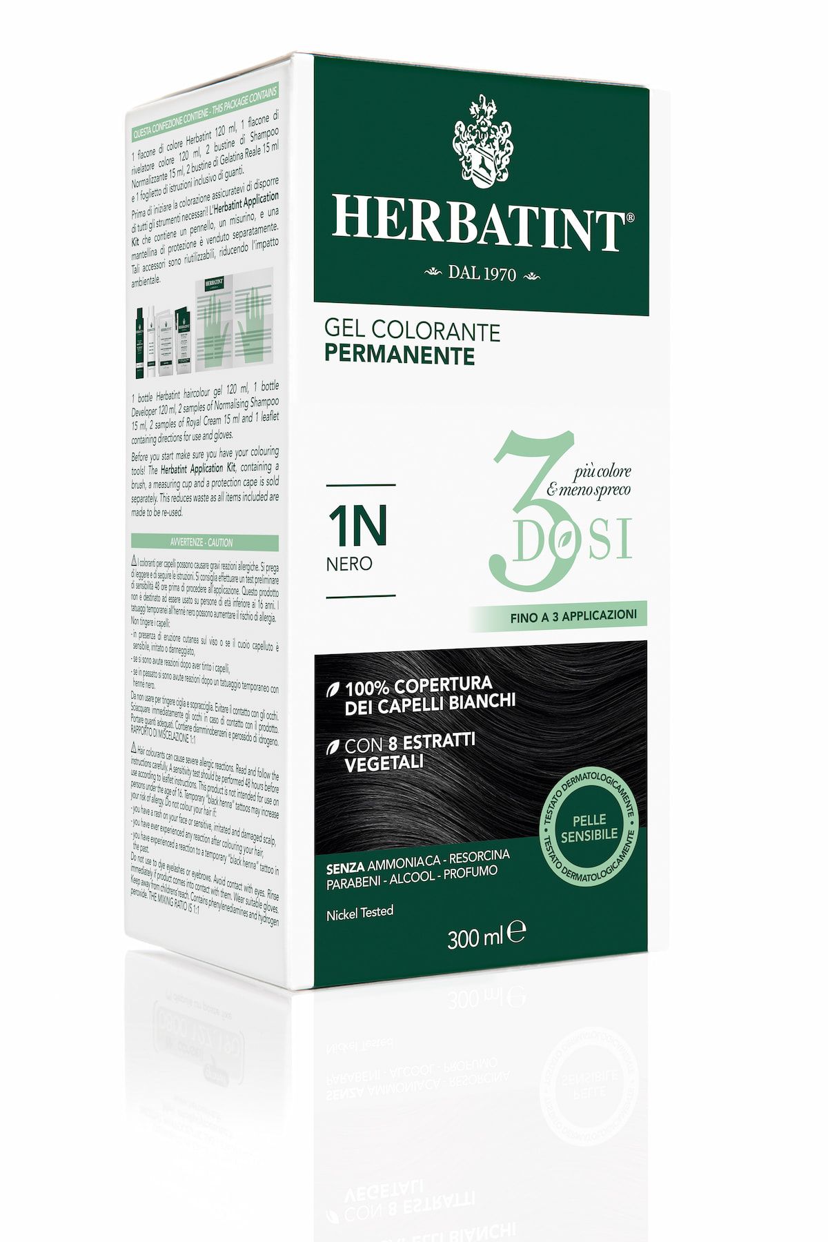 Herbatint Gel Colorante Permanente 3 Dosi 1n Nero 300ml