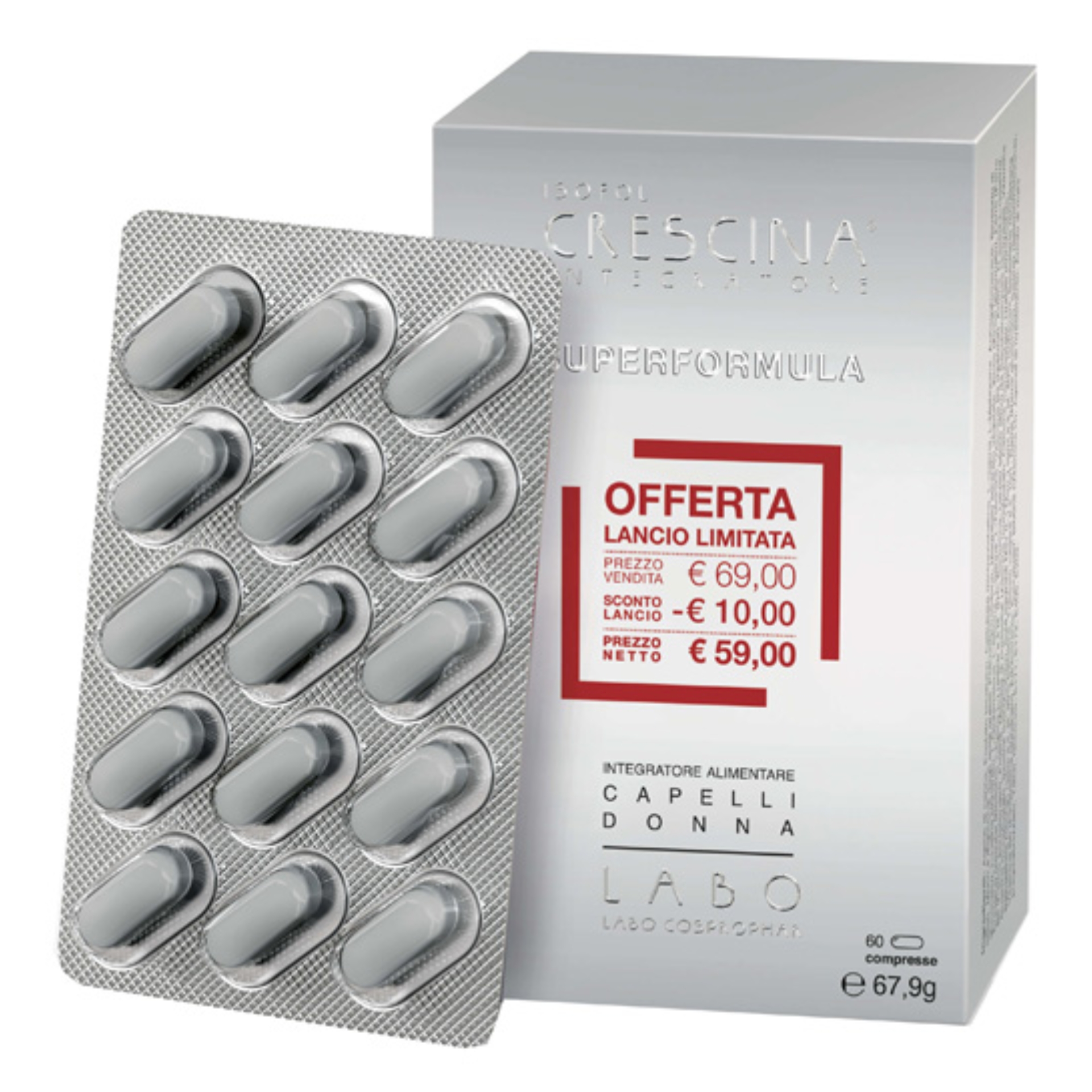 950908184 - CRESCINA INTEGRATORE ISOFOL SUPERFORMULA DONNA 60 COMPRESSE 60 G - 4845009_1.jpg