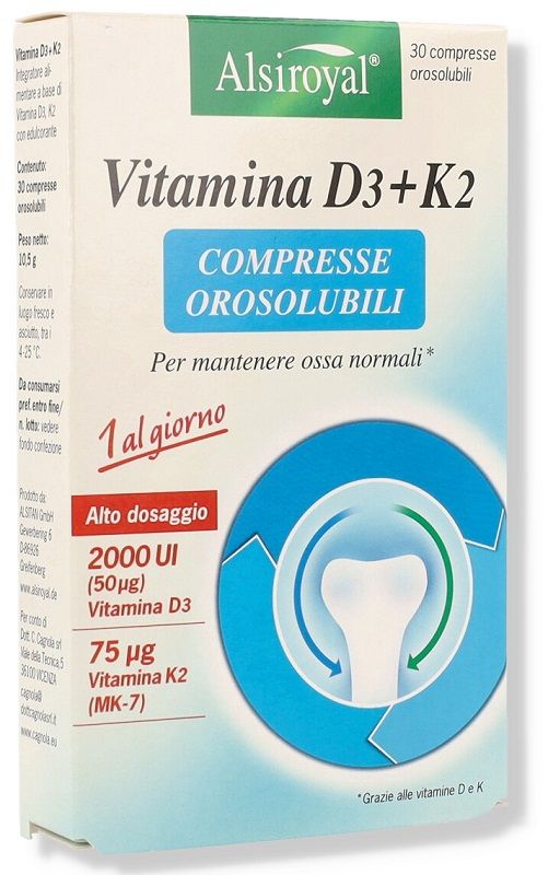 Vitamina D3+k2 Integratore Ossa 30 Compresse