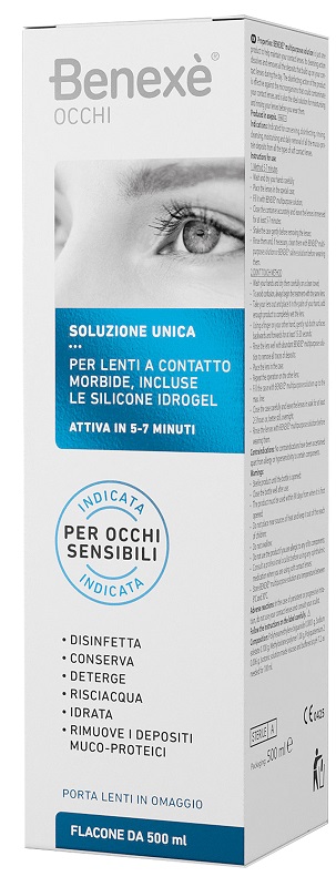 Benexè Soluzione Unica Occhi Pulizia Lenti A Contatto 500ml + Portalenti In Omaggio