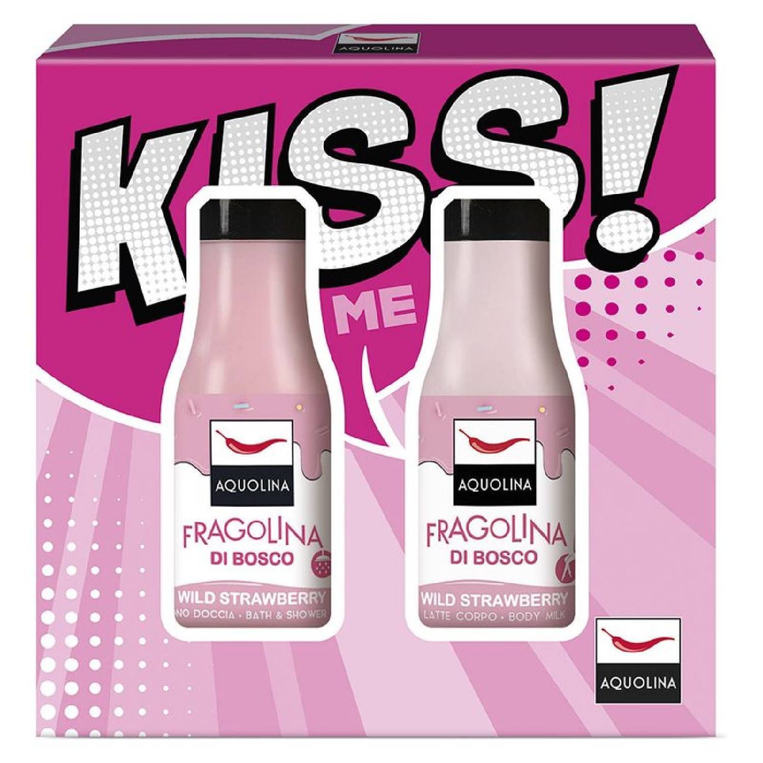 Aquolina Kiss Me! Cofanetto Bagno Doccia + Latte Corpo Fragolina Di Bosco 250ml