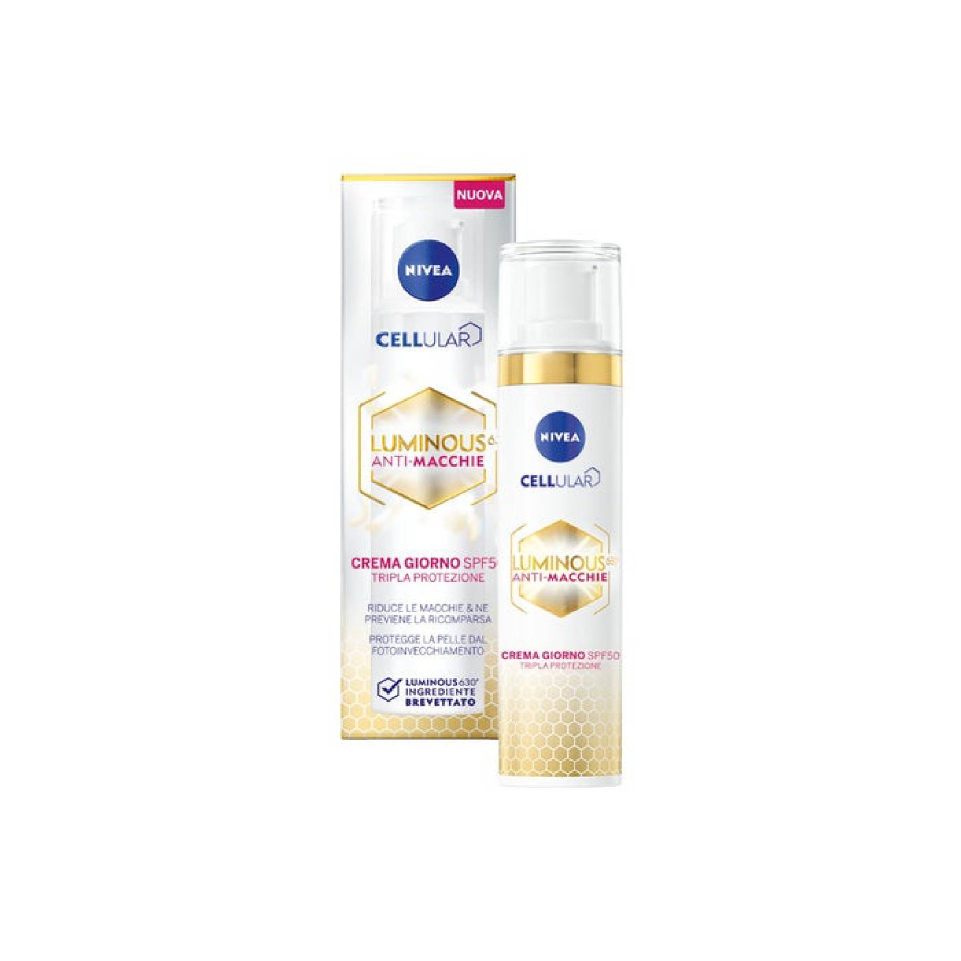 Nivea Cellular Luminous 630 Crema idratazione viso Anti-macchie Crema Giorno Fp50 Tripla Protezione 40ml