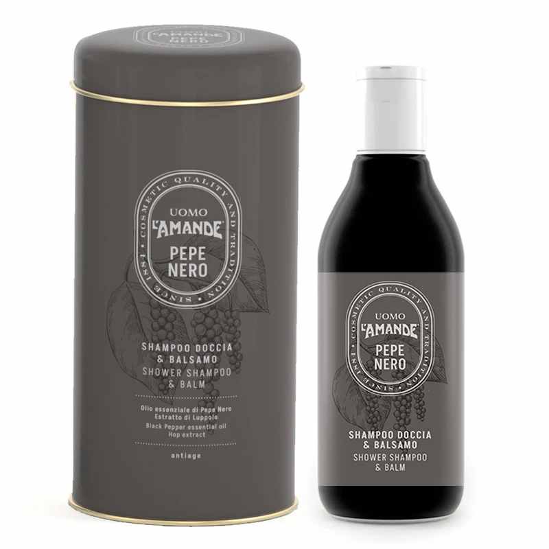 L'amande Uomo Boite Shampoo Doccia E Balsamo Pepe Nero 250ml