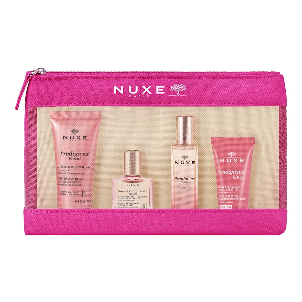 image - 988672402 - NUXE TROUSSE VOYAGE PRODIGIEUX FLORAL 2024 FLORAL SHOWER OIL 30 ML + HUILE PRODIGIEUSE FLORALE 10 ML + LE PARFUM FLORALE 15 ML + CREME PRODIGIEUS BOOST GEL CREAM 15 ML - 4778066_1.jpg