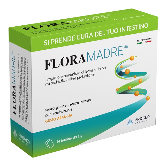 Floramadre Integratore Probiotico Per Flora Intestinale Gusto Arancia 14 Bustine