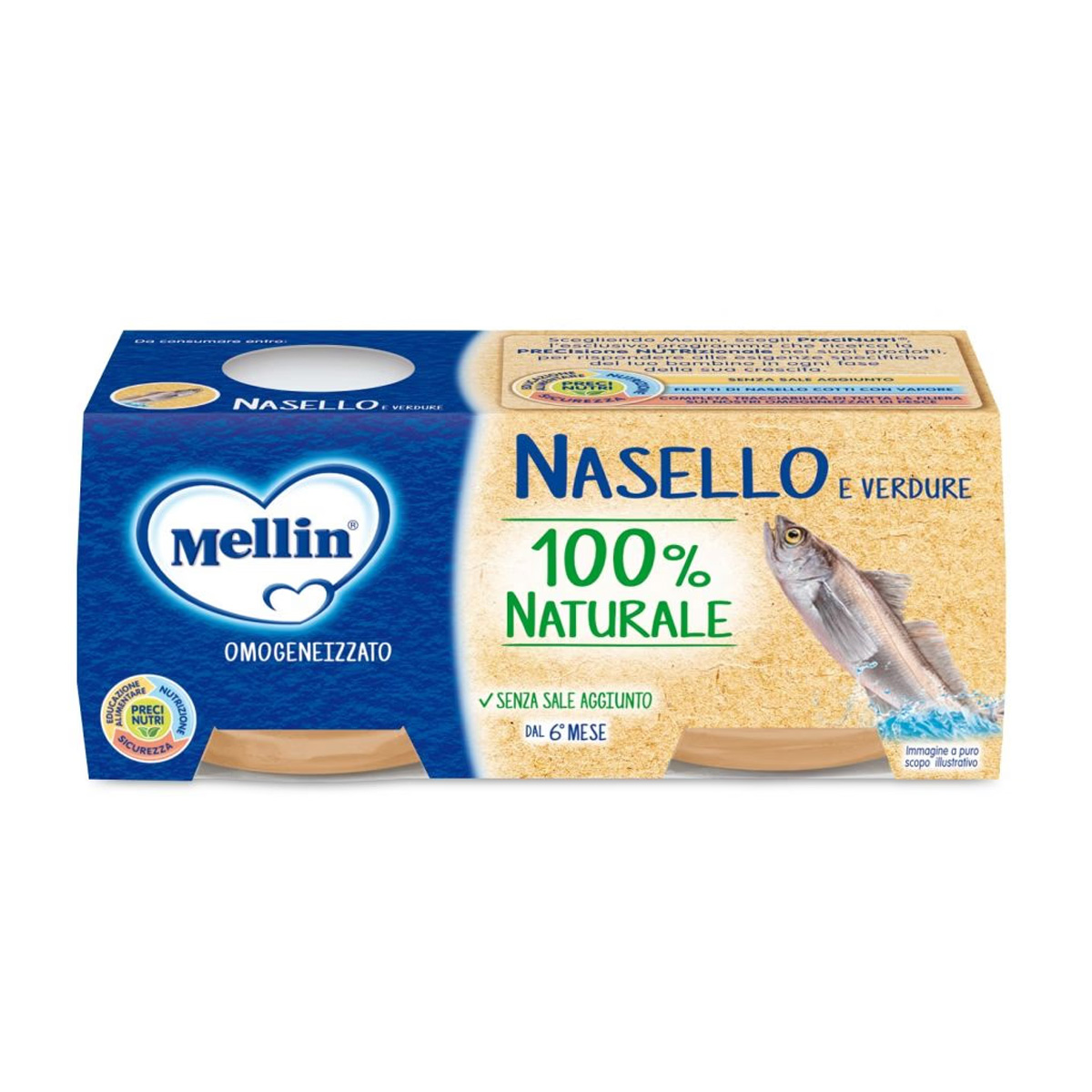 Mellin Omogeneizzato Nasello E Verdure 2x80g