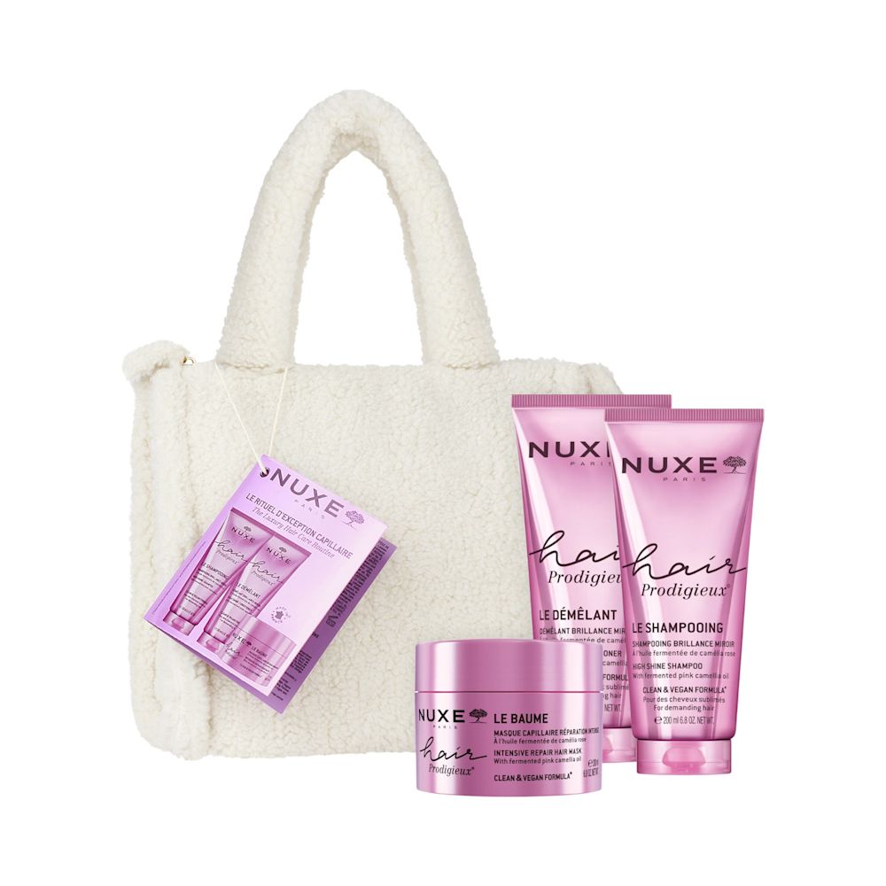image - 950963520 - NUXE COFFRET HAIR PRODIGIEUX 2025 1 HAIR PRODIGIEUX BALM 200 ML + 1 HAIR PRODIGIEUX SHAMPOO 200 ML + 1 HAIR PRODIGIEUX CONDITIONER 200 ML + 1 FLUFFY BAG - 4834469_1.jpg