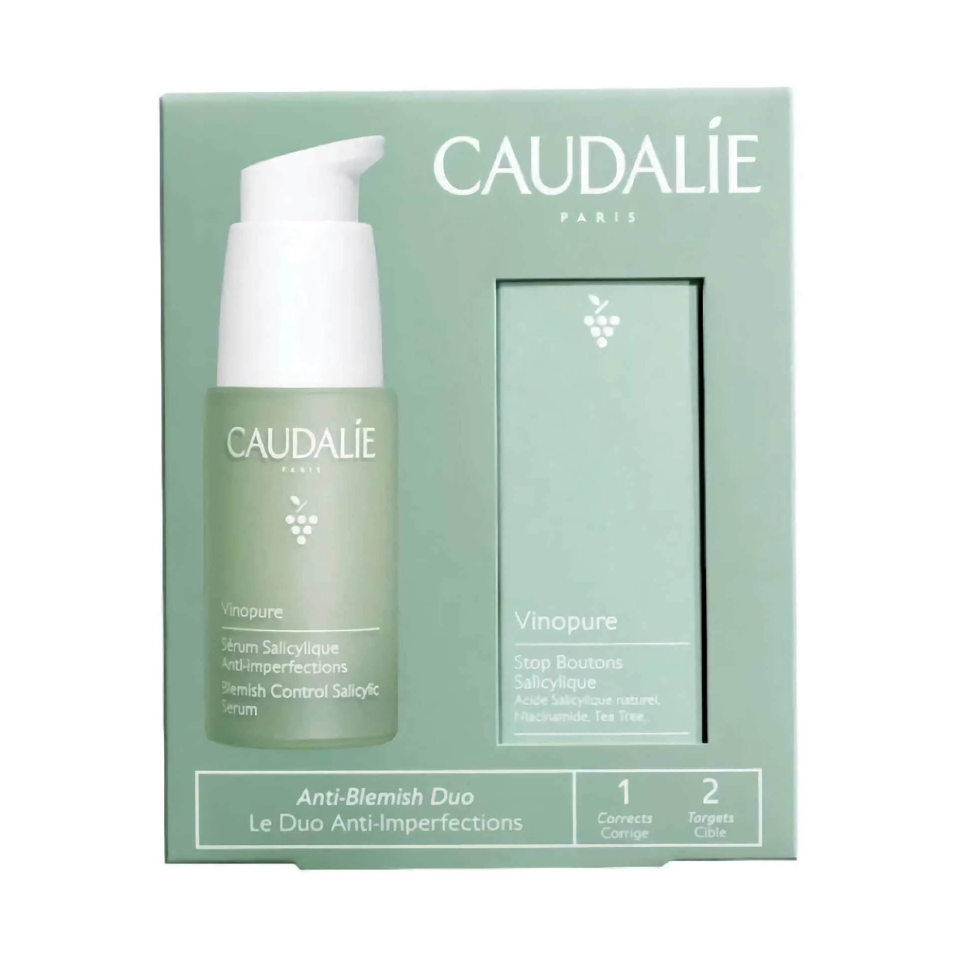 Caudalie Vinopure Cofanetto Siero Salicilico Anti Imperfezioni 30ml + Soluzione Salicilica Stop Brufoli 15ml