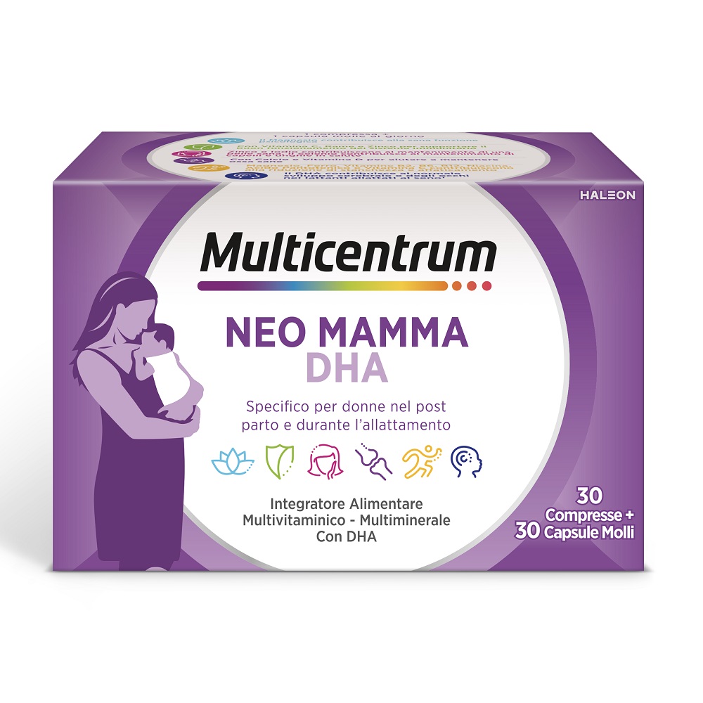 Multicentrum Neo Mamma Dha Integratore multivitamine Vitamina B C D3 Acido Folico 30 Capsule +30 Compresse