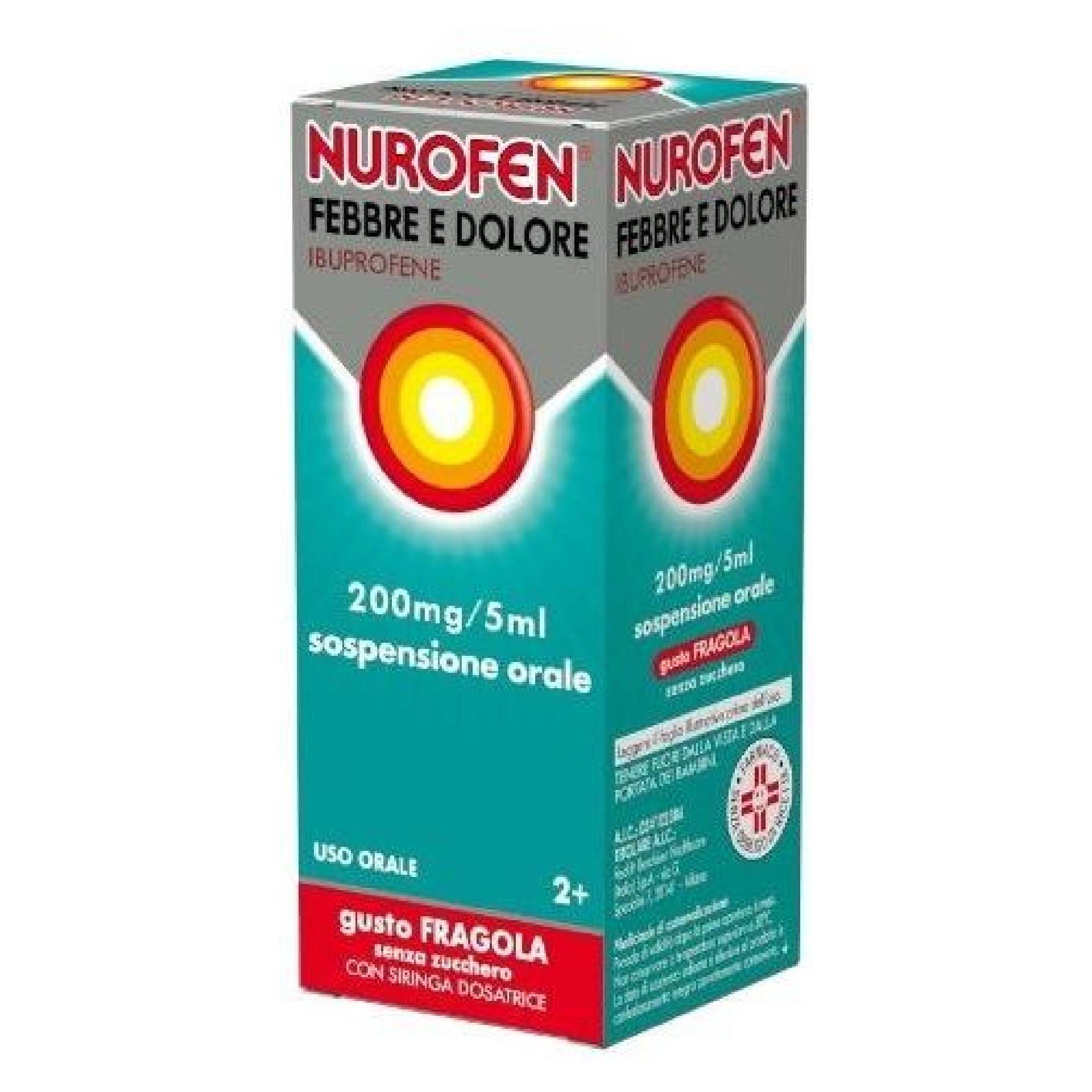 Nurofen 200mg/5ml Febbre E Dolore Sospensione Orale Gusto fragola 100ml