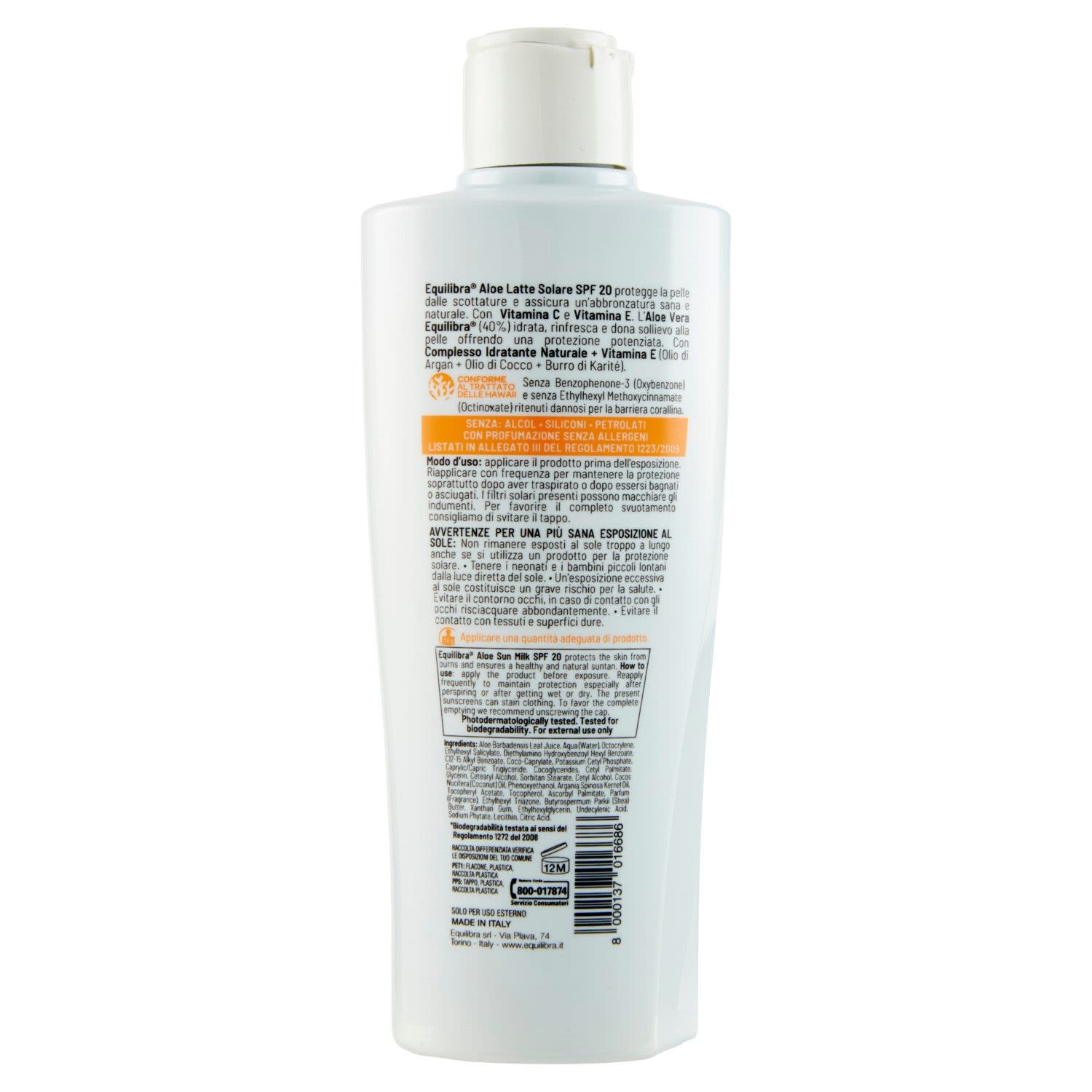 image - 986012060 - Equilibra Aloe Latte Solare Spf20 240ml - 4742888_3.jpg