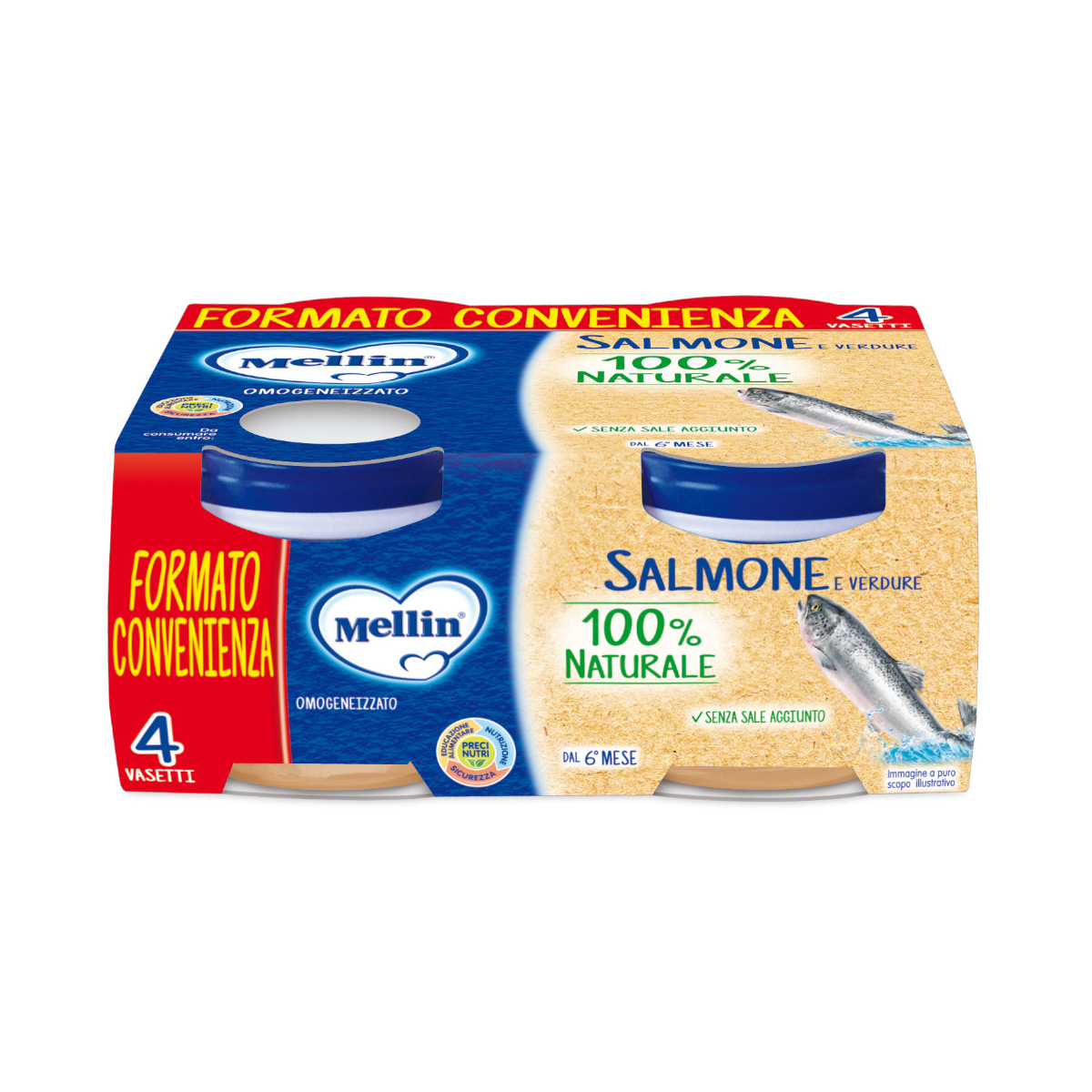 Mellin Omogeneizzato Salmone E Verdure 4x80g