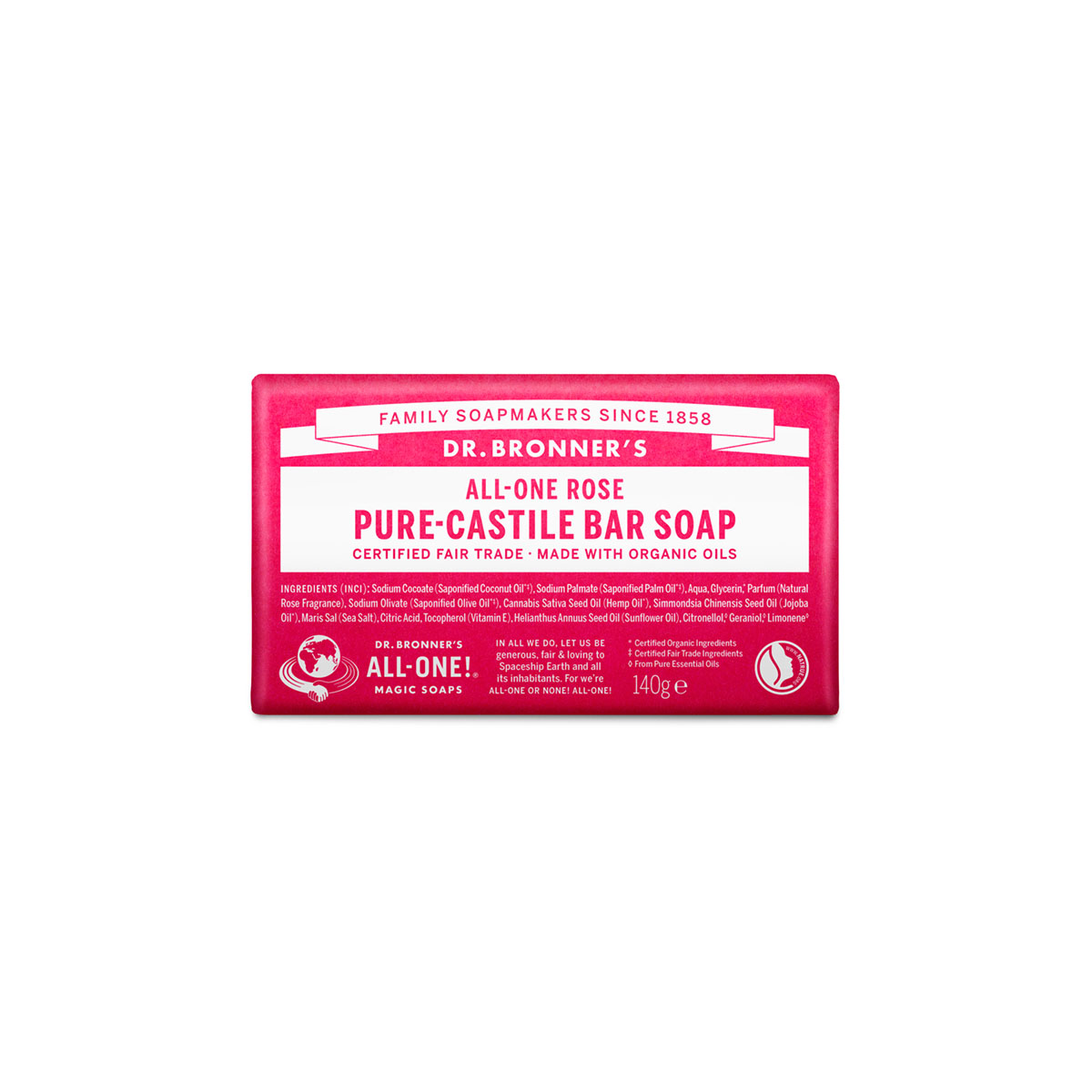 Dr. Bronner's Bar Soap Rose 140g