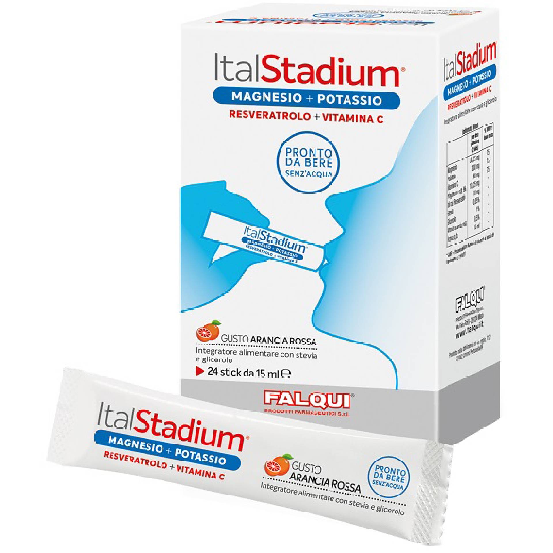 Italstadium Integratore Magnesio Potassio Resveratrolo Vitamina C 24 Stick