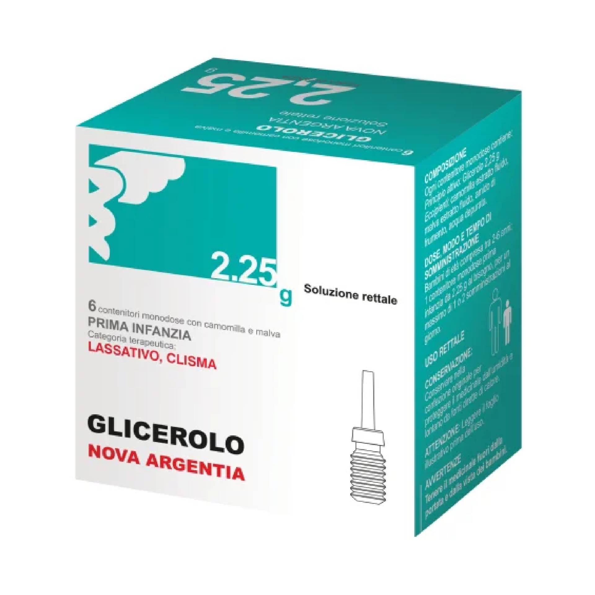 Glicerolo Nova Argentia Prima Infanzia 2,25g Soluzione Rettale 6 Contenitori Monodose