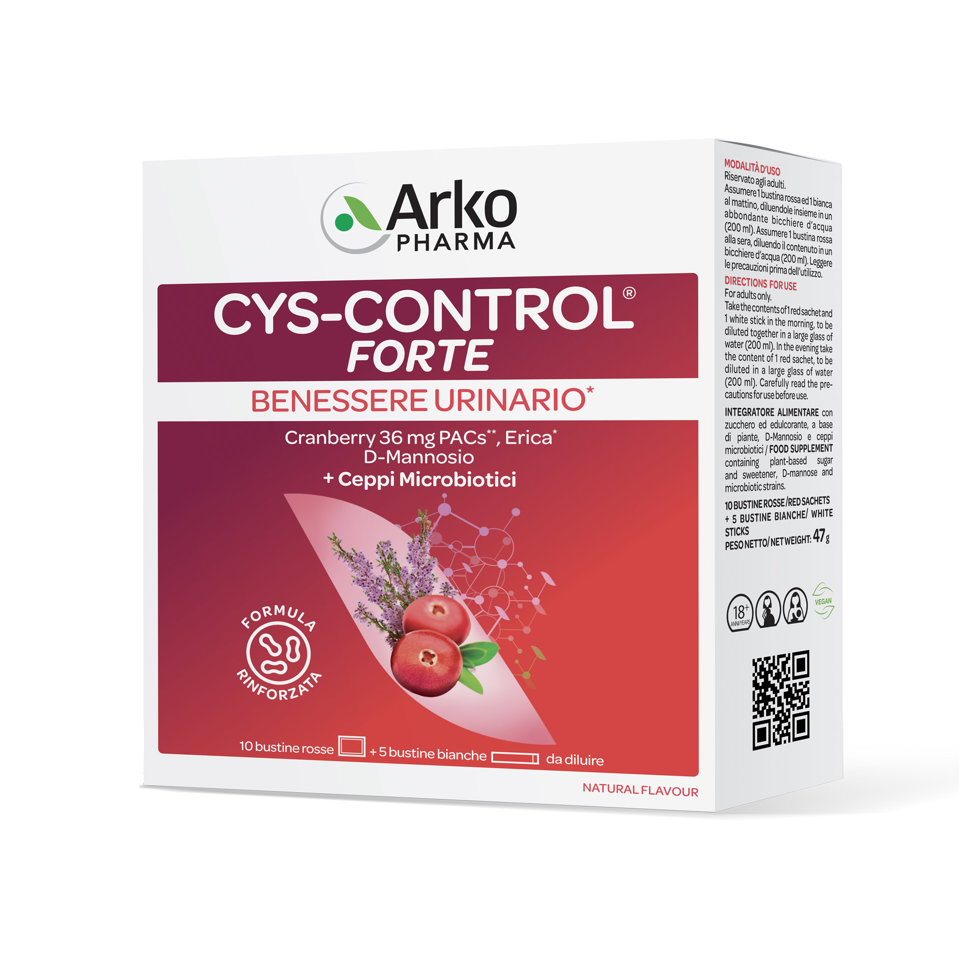 Arkopharma Cys Control Forte Integratore Vie Urinarie 15 Bustine