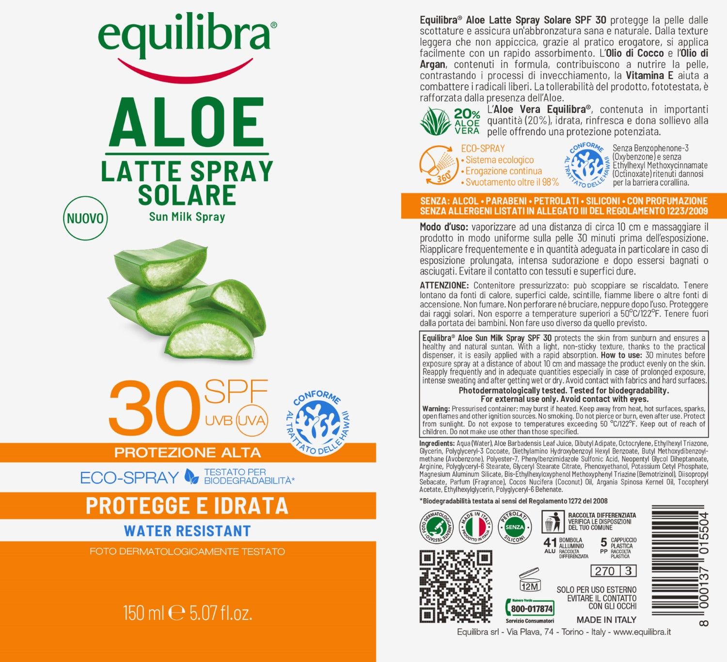 980523423 - Equilibra Aloe Latte Spray Solare Spf30 150ml - 4736555_4.jpg