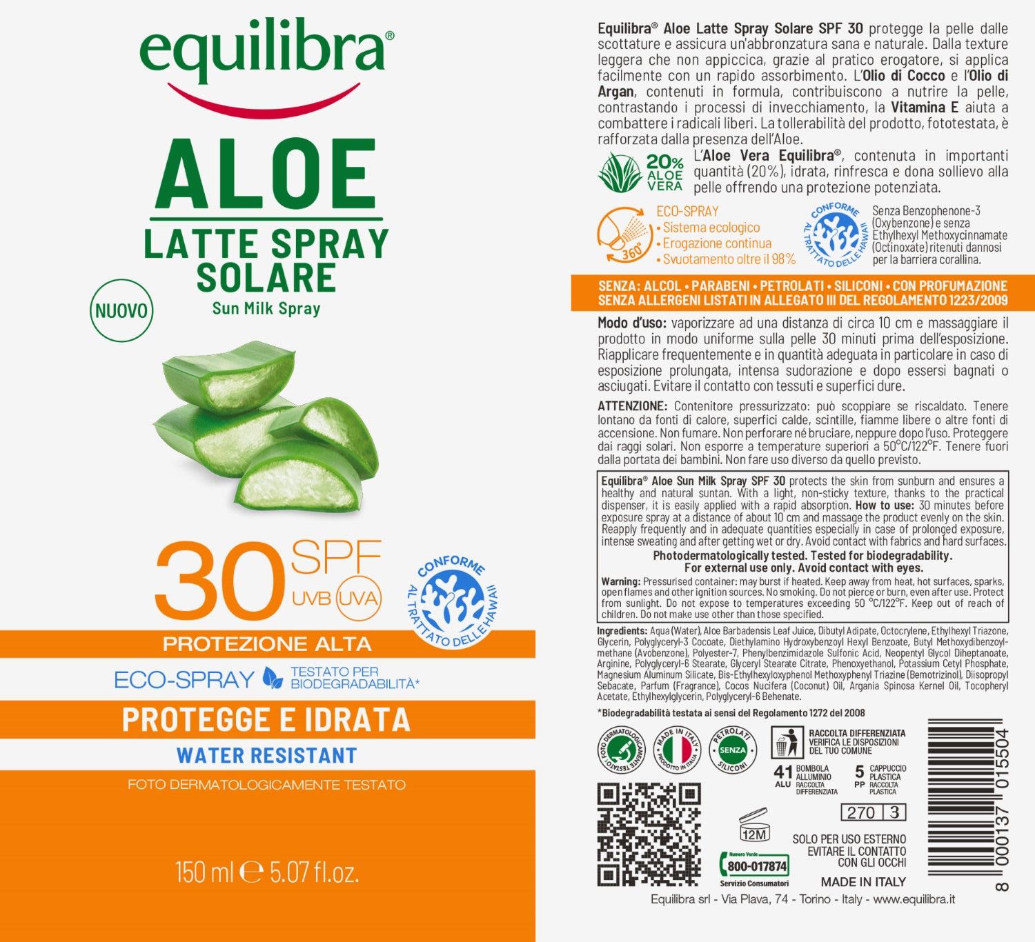 980523423 - Equilibra Aloe Latte Spray Solare Spf30 150ml - 4736555_4.jpg