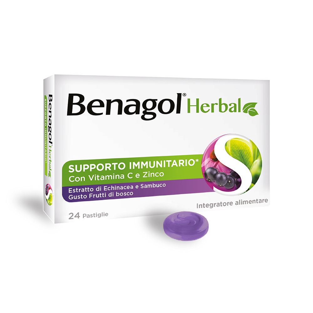 Benagol Herbal Frutti Di Bosco Integratore immunostimolante 24 Pastiglie