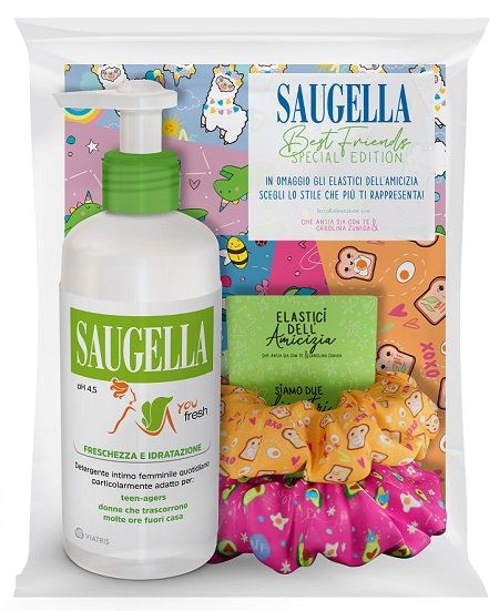 Saugella Best Friends Special Edition You Fresch Detersione intima Ragazza Ph 4,5 200ml + 2 Elastici Capelli