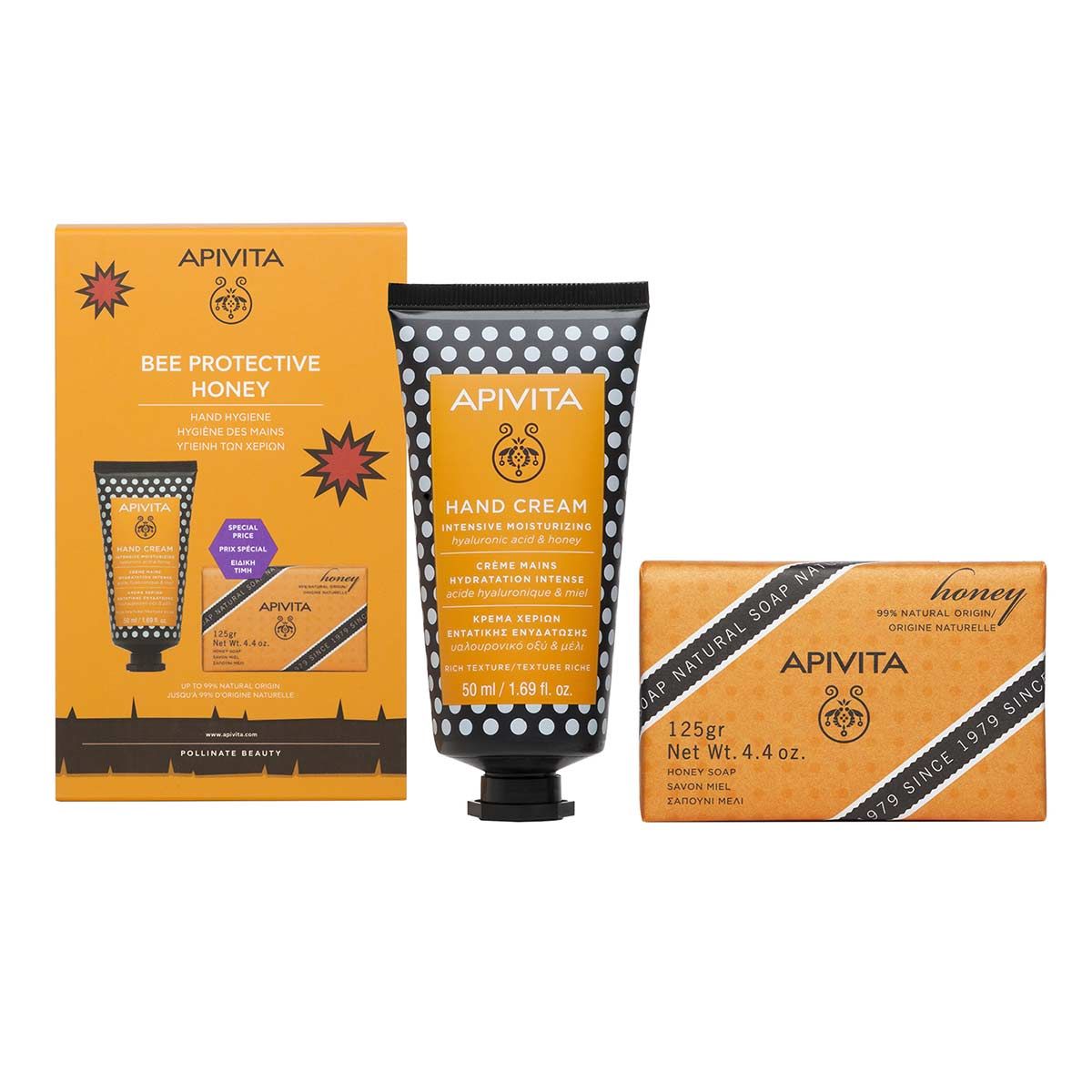 Apivita Bee Protective Honey Hand Cream 50ml + Honey Soap 125g