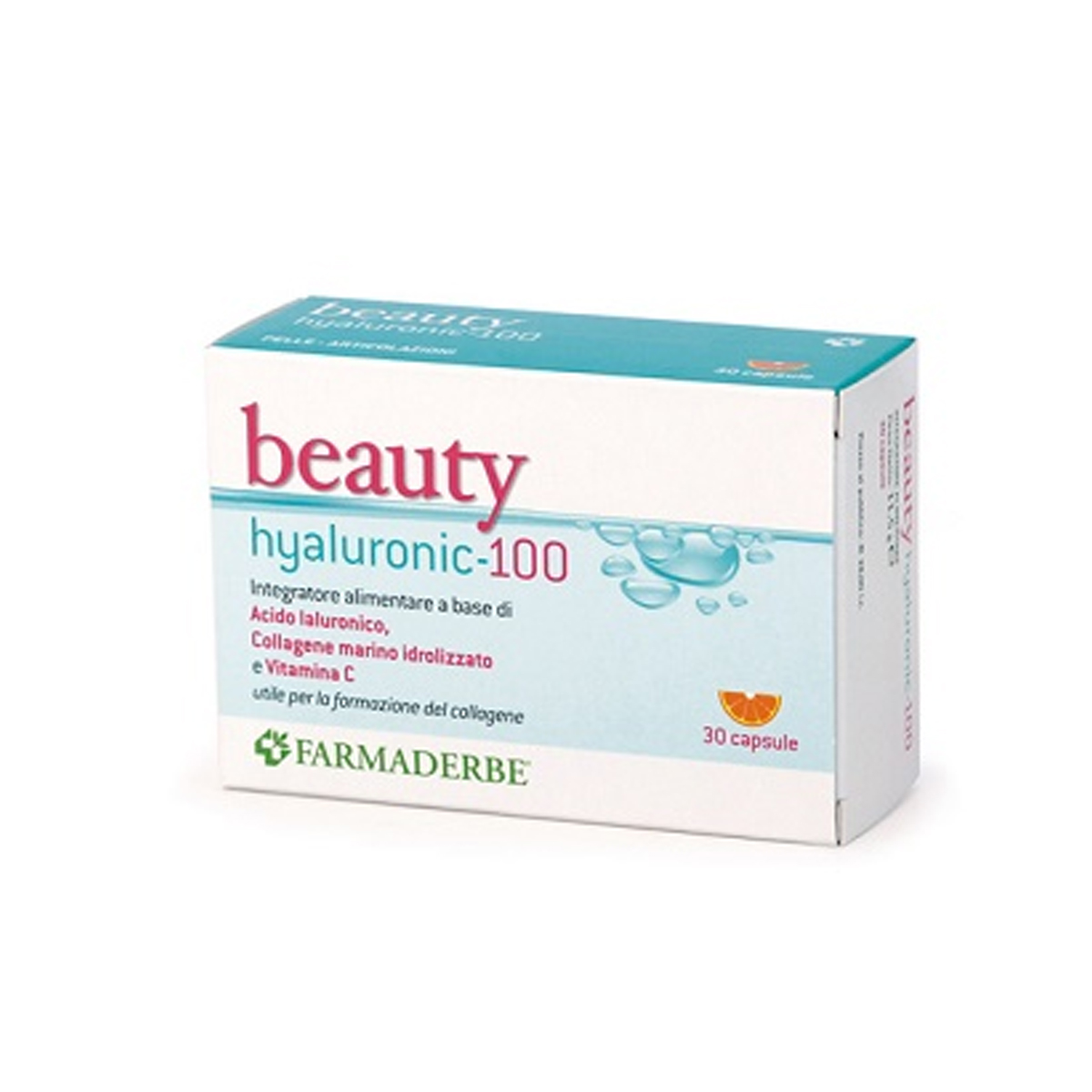 Beauty Hyaluronic 100 Integratore Acido Ialuronico Gusto Gusto Arancia 30 Capsule