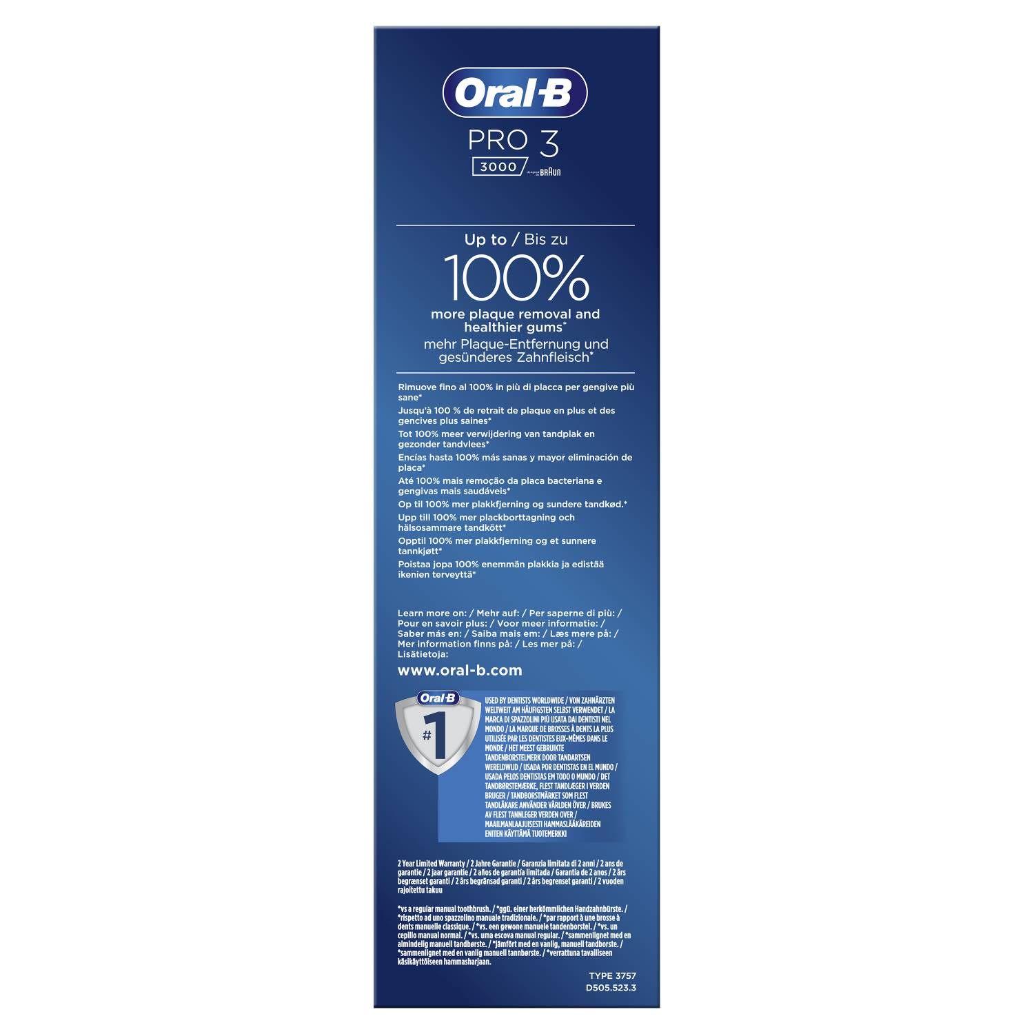 image - 984825164 - Oral-B Pro-3 3000 Blu Sensitive Lean Spazzolino Elettrico - 4710099_5.jpg