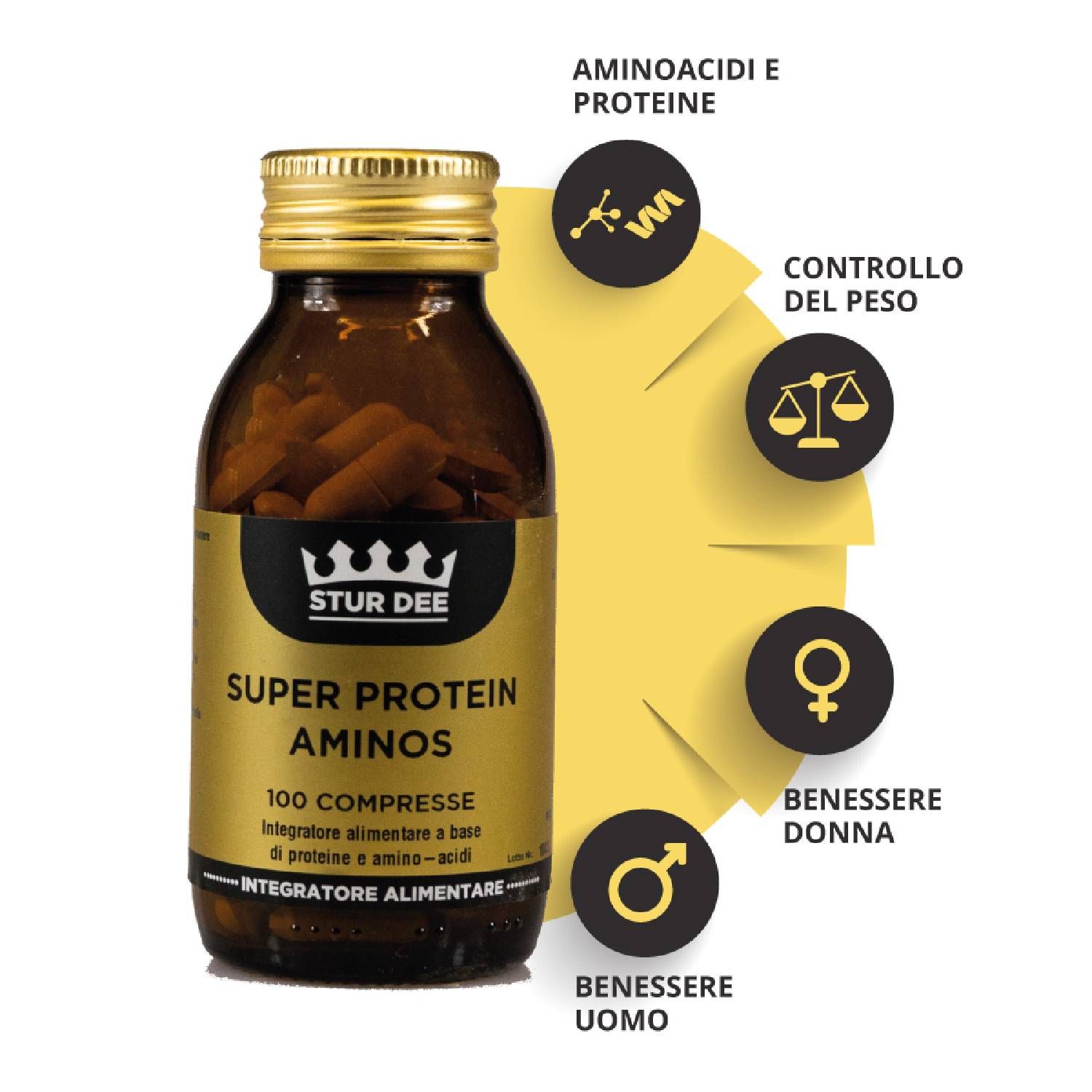 Stur Dee Super Protein Integratore Proteine 100 Compresse