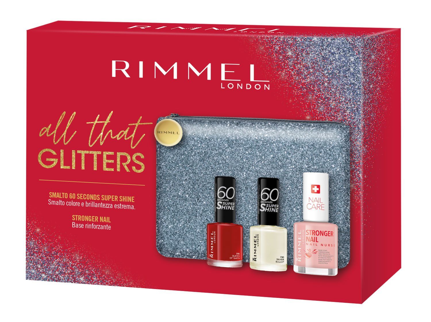 Rimmel London All That Glitters Pochette Base Rinforzante E 2 Smalti