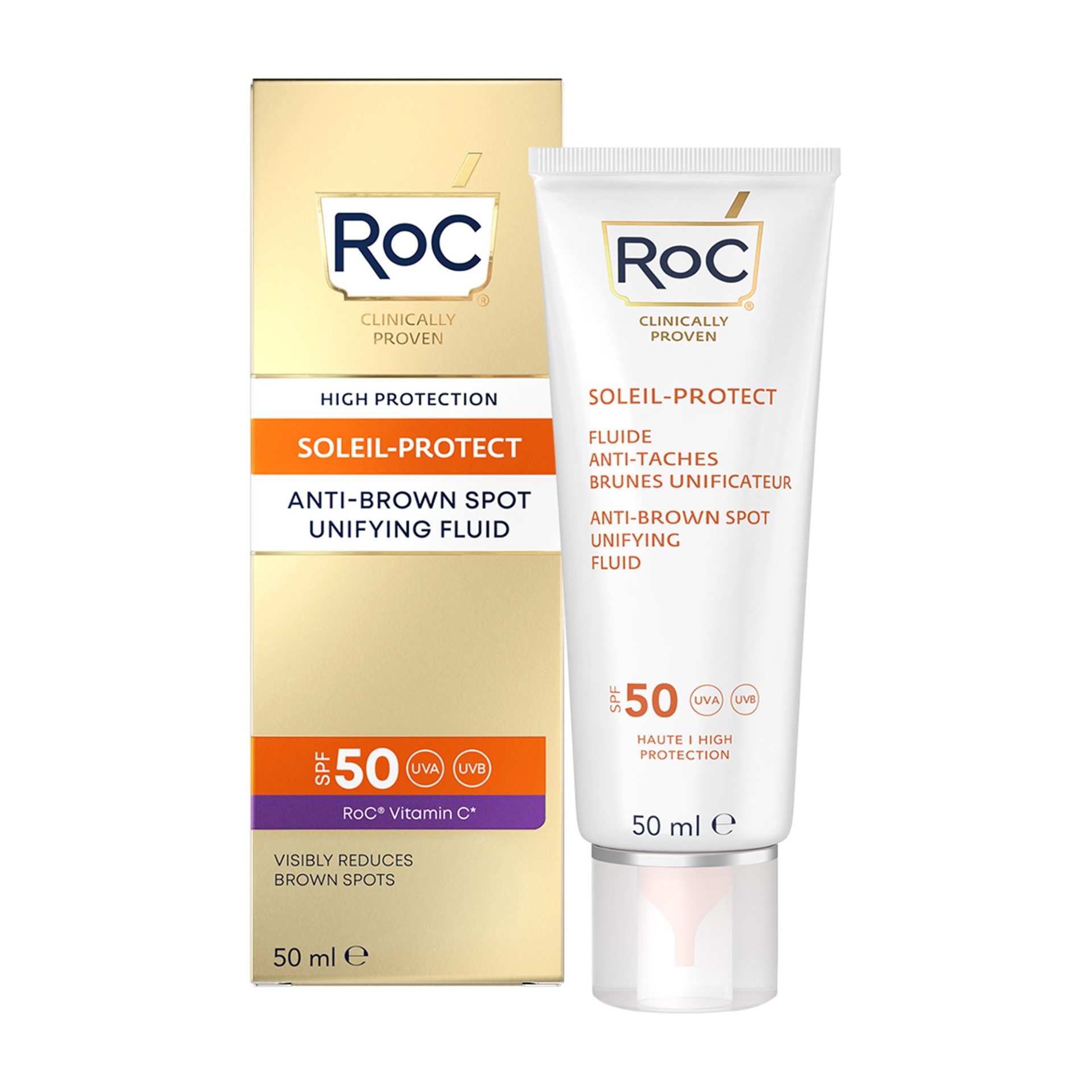 Roc Soleil Protect Fluido Solare Viso SPF 50+ anti-macchie Brune 50ml