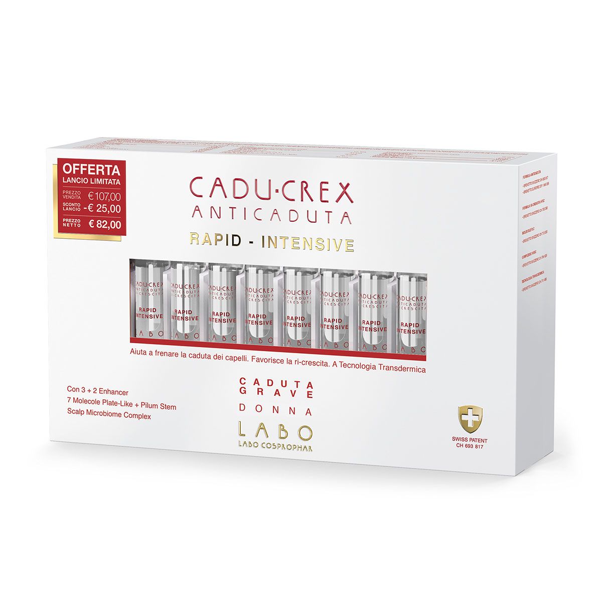 Labo Cadu-crex Rapid Intensive Anti-Caduta Ricrescita Caduta Grave Capelli Donna 20 Fiale