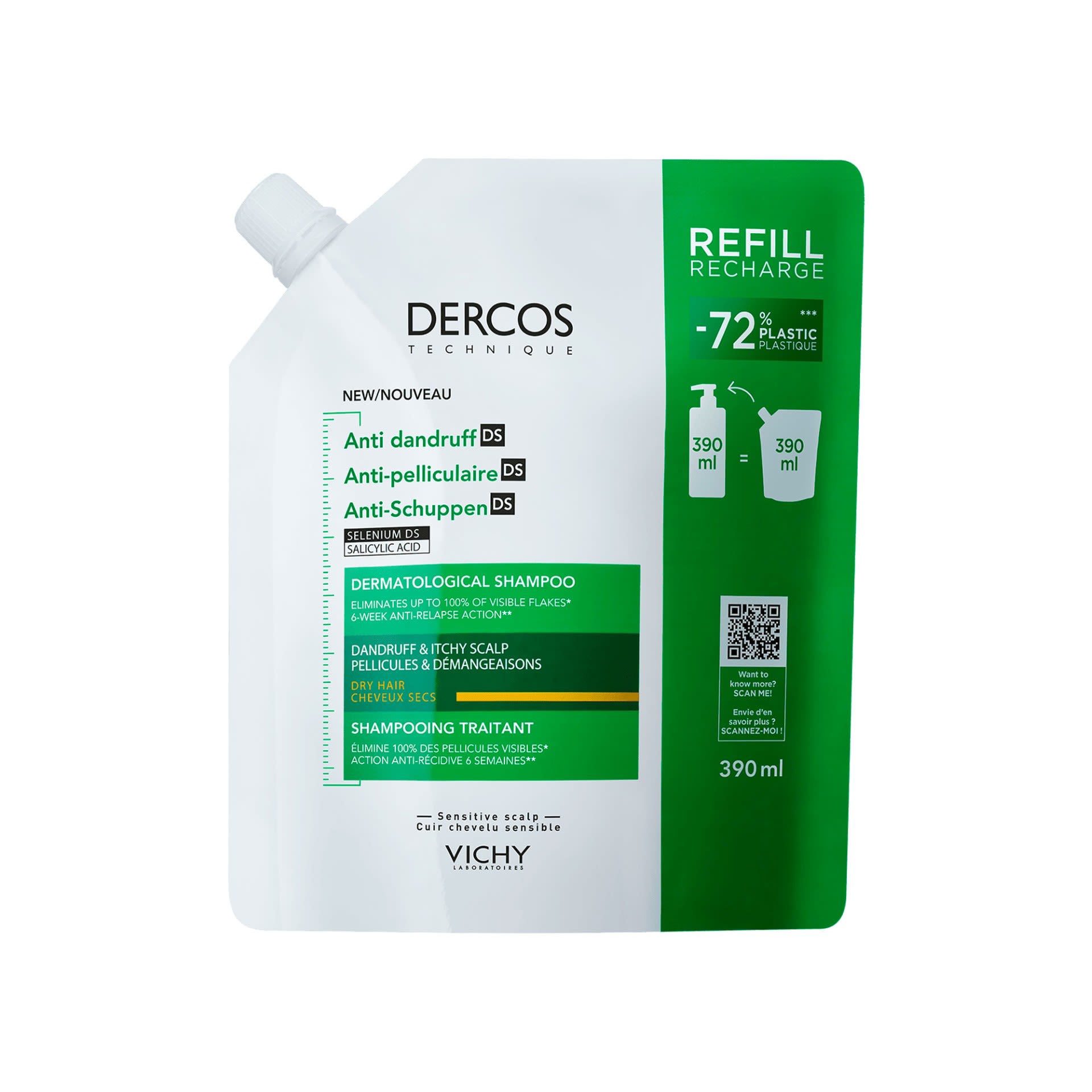 image - 951449418 - DERCOS TECHNIQUE SHAMPOO ANTI FORFORA DS SECCHI REFILL 390 ML - 4856139_1.jpg