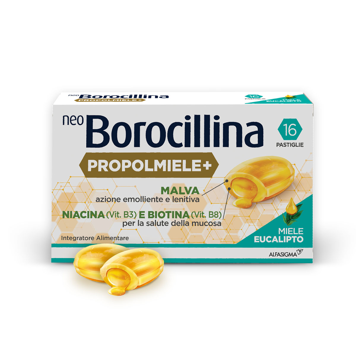 Neoborocillina Propolmiele+ Miele/eucalipto Mal Di Gola 16 Pastiglie