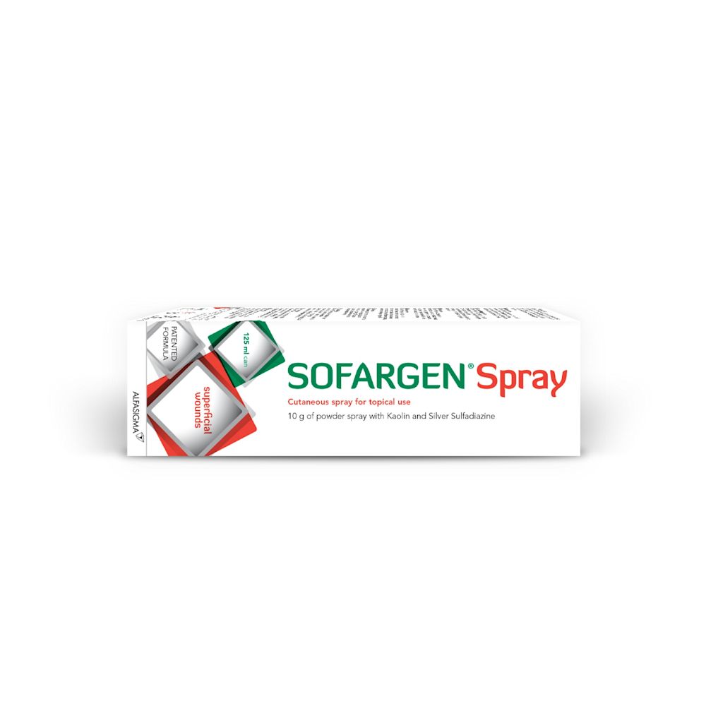 image - 921773836 - MEDICAZIONE IN POLVERE SPRAY CON CAOLINO E ARGENTO SULFADIAZINA 1% SOFARGEN SPRAY 10 G BOMBOLETTA PRESSURIZZATA 125 ML - 7874537_2.jpg