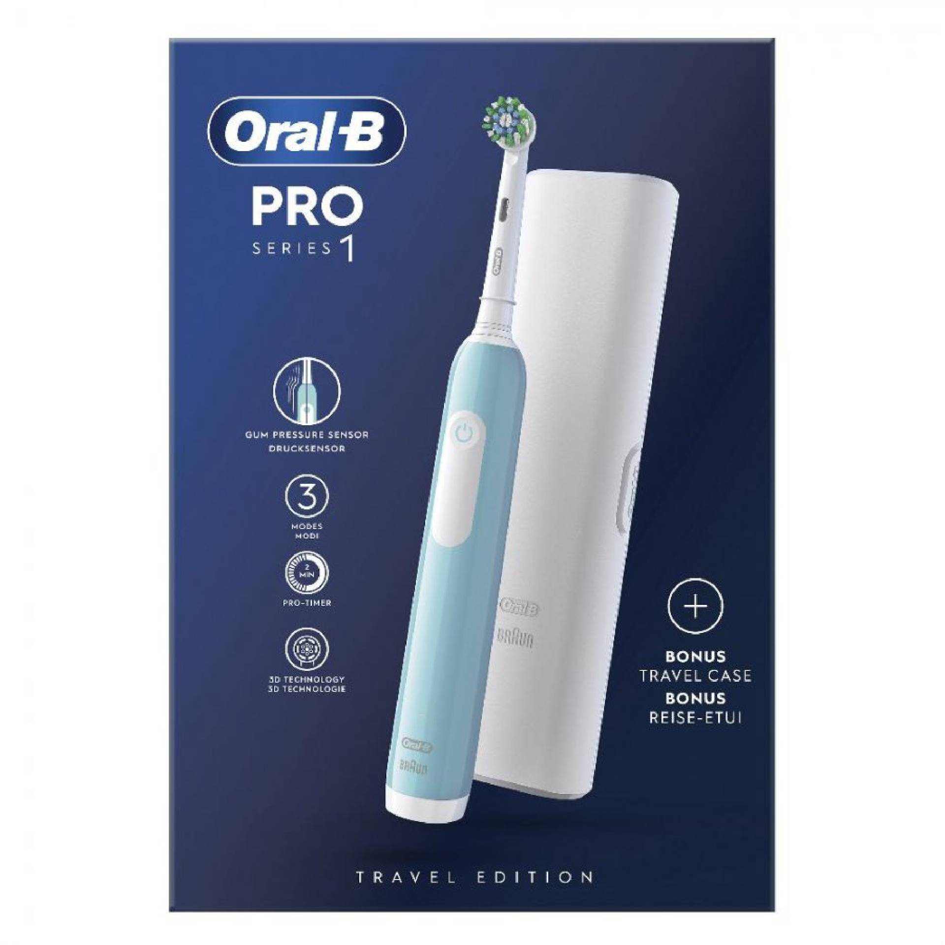 Oral-b Pro 1 Spazzolino Elettrico Blu + Travel Case 1 Pezzo