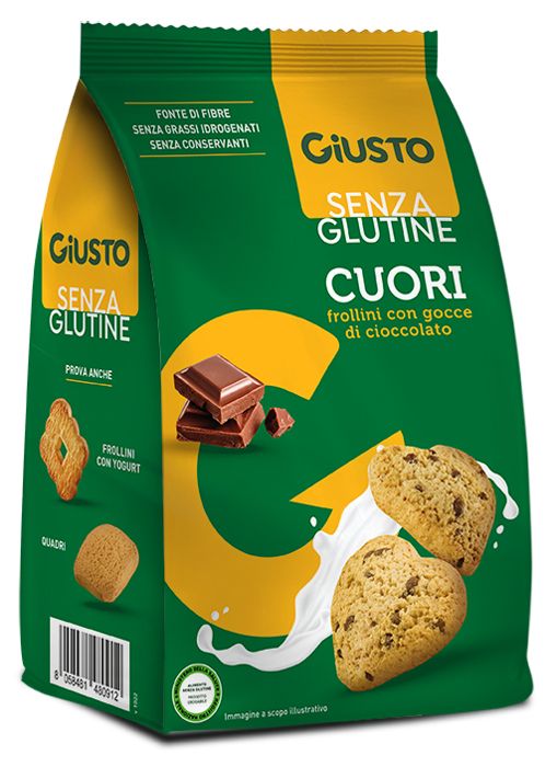 Giusto Cuori Frollini Con Gocce Di Cioccolato Senza Glutine 200g