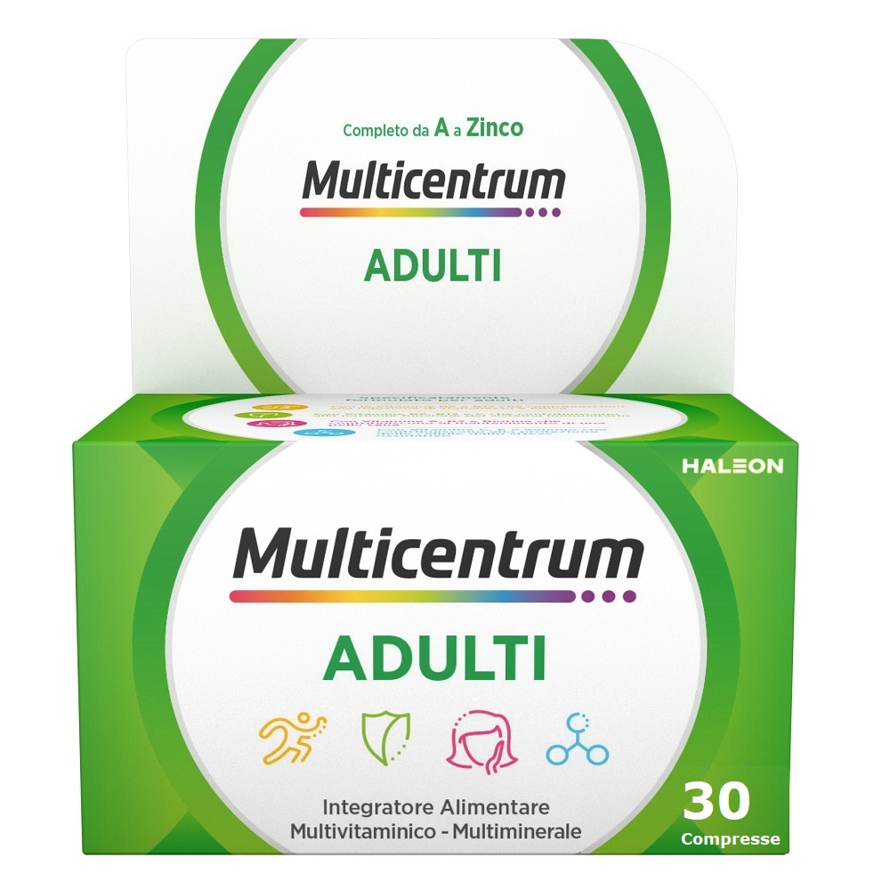 Multicentrum per Adulti Integratore multivitamine Vitamina C B D3 Calcio Ferro Zinco 30 Compresse