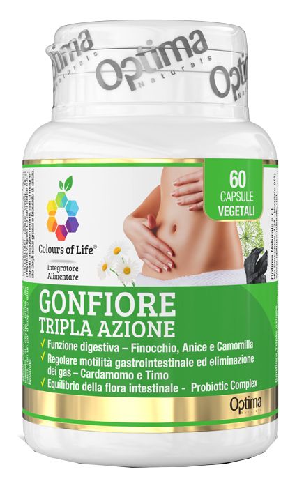 Colours Of Life Gonfiore Tripla Azione Integratore Salute Intestinale 60 Capsule Vegetali