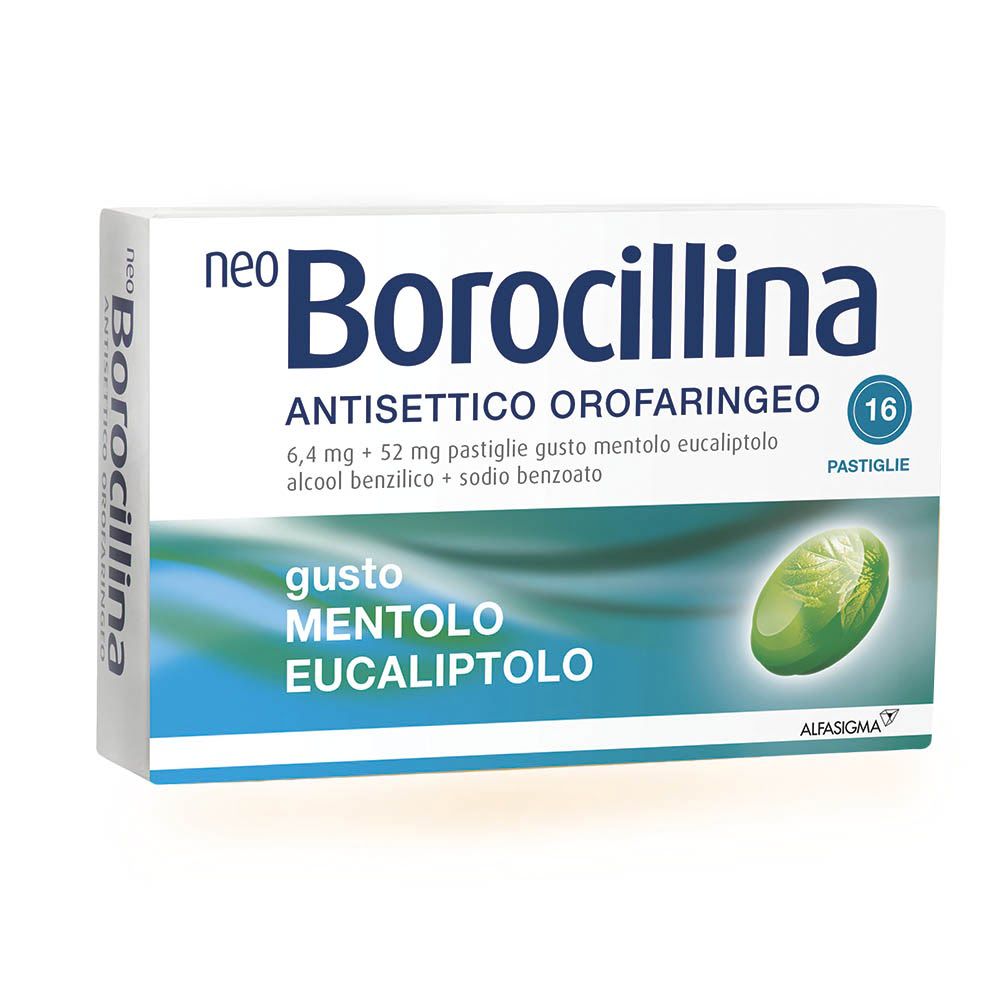 Neoborocillina Mentolo Eucaliptolo Trattamento Infiammazione Gola 16 Pastiglie