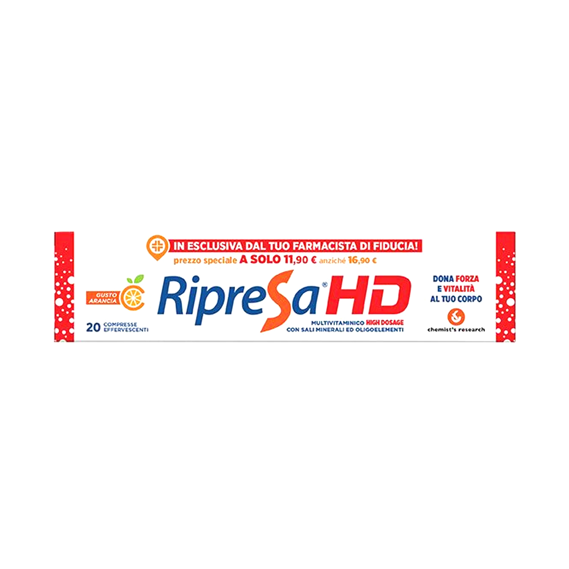 Ripresa Hd multivitamine Gusto Gusto Arancia 20 Compresse Effervescenti