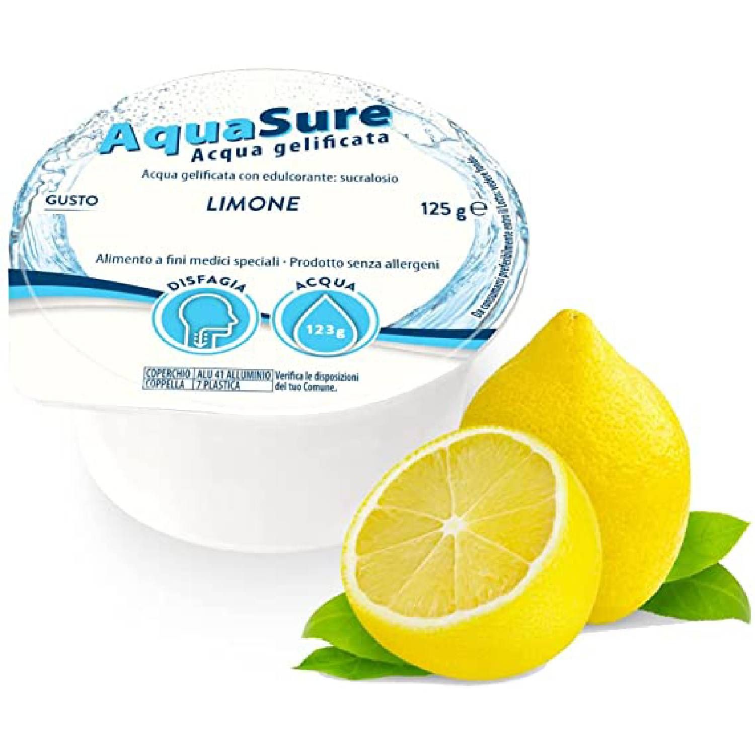 Aquasure Acqua Gel Gelificata Per Disfagia Gelatina Al Gusto Limone 24x125g