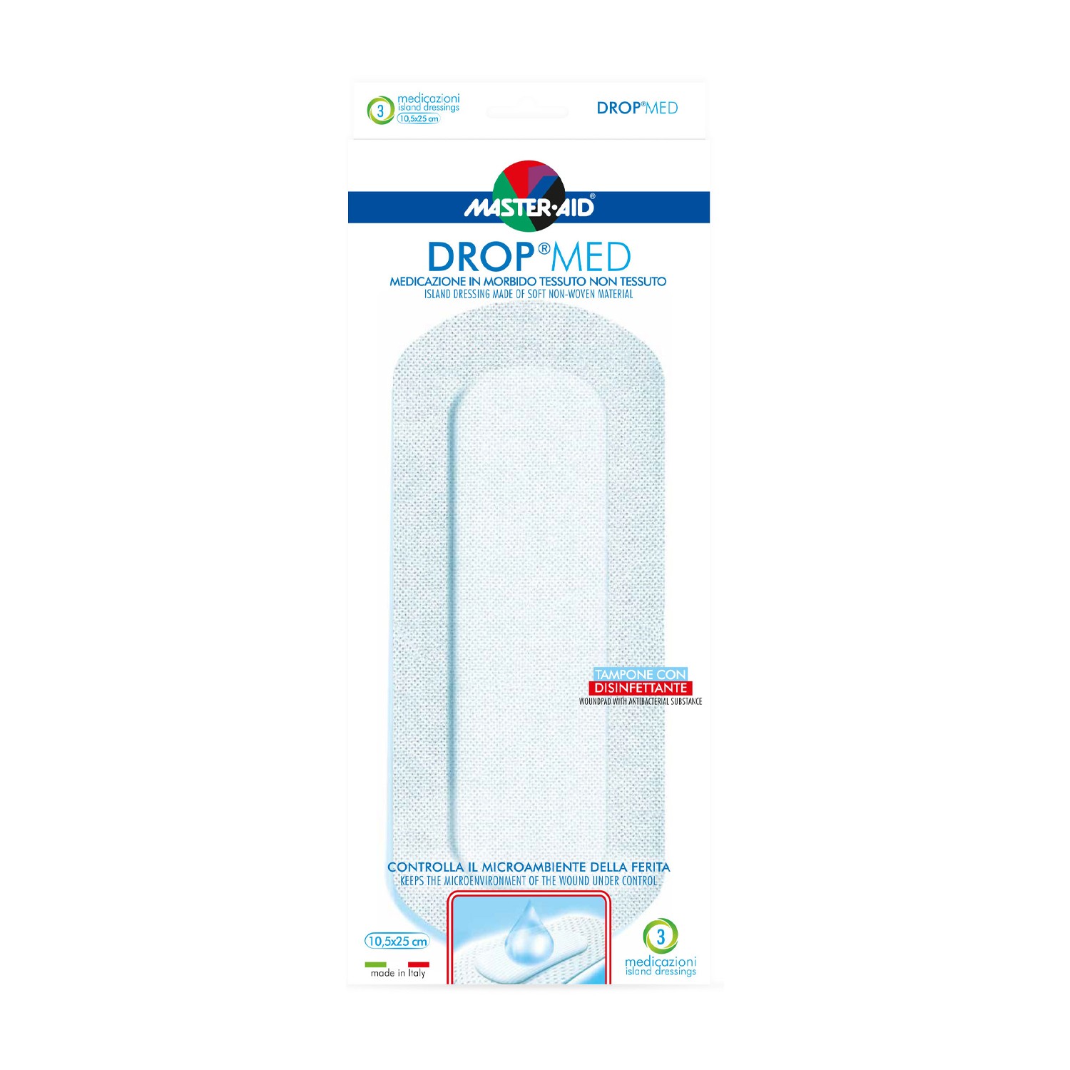 image - 908872260 - Medicazione traspirante in tessuto non tessuto con tampone assorbente contenente clorexidina digluconato 0,5%. Collante ipoallergenico, privo di solventi e lattice. - 8872269_2.jpg