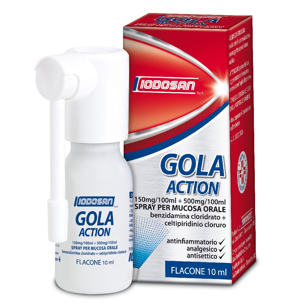 Iodosan Gola Action Spray Per Mucosa Orale Anti-infiammatorio Analgesico Antisettico 10ml