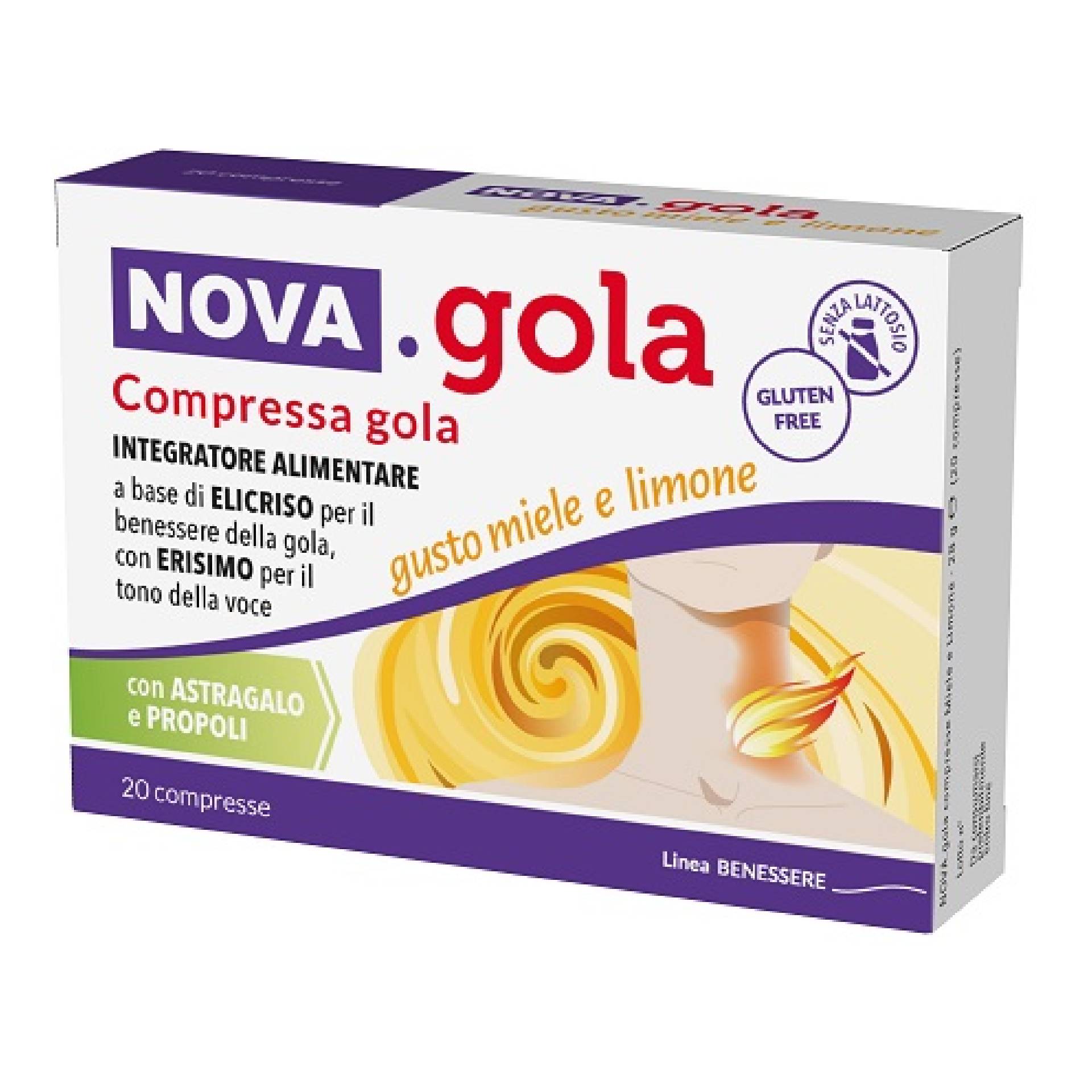 Nova Gola Integratore Gola Miele Limone 20 Compresse