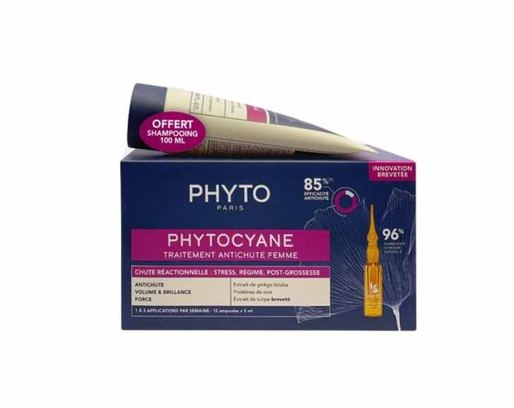 Phyto Phytocyane Set Anti-caduta Temporanea Dei Capelli Donna Siero 12 Fiale + Shampoo 100ml