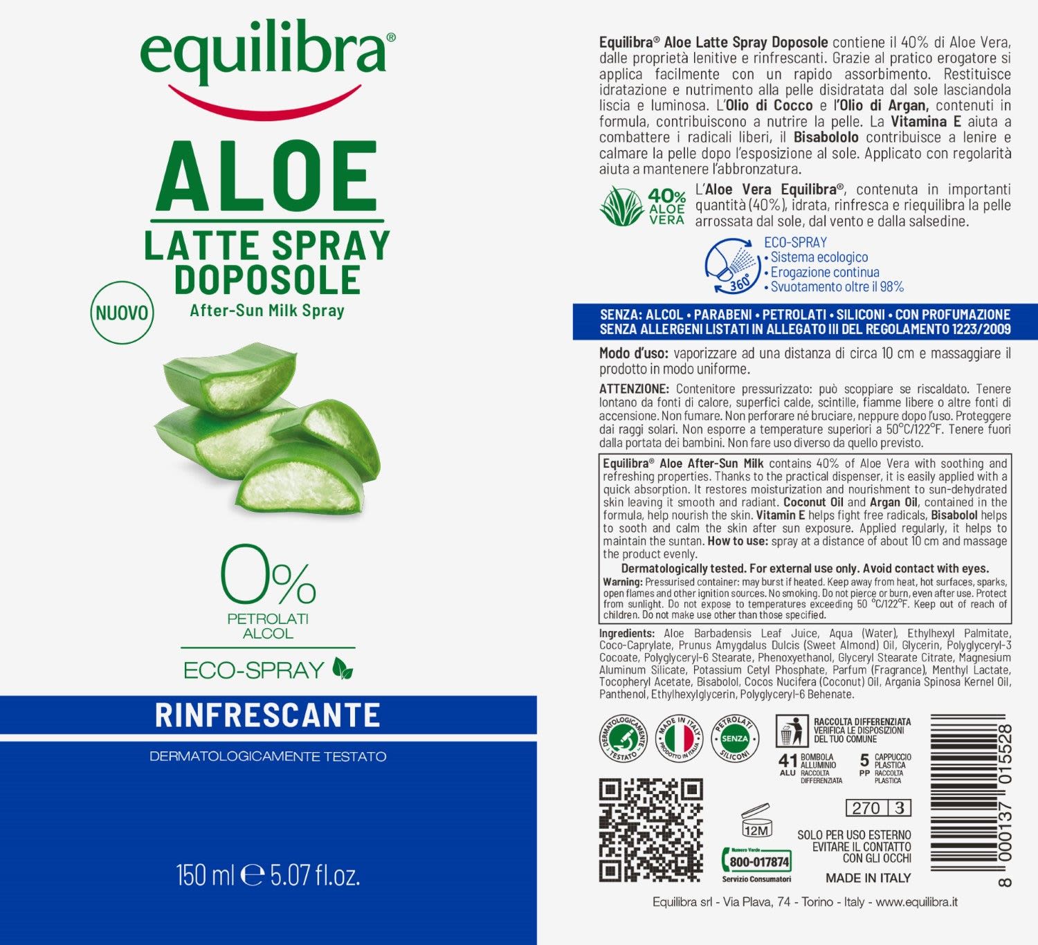 image - 980523447 - Equilibra Aloe Latte Spray Doposole 150ml - 4736557_3.jpg